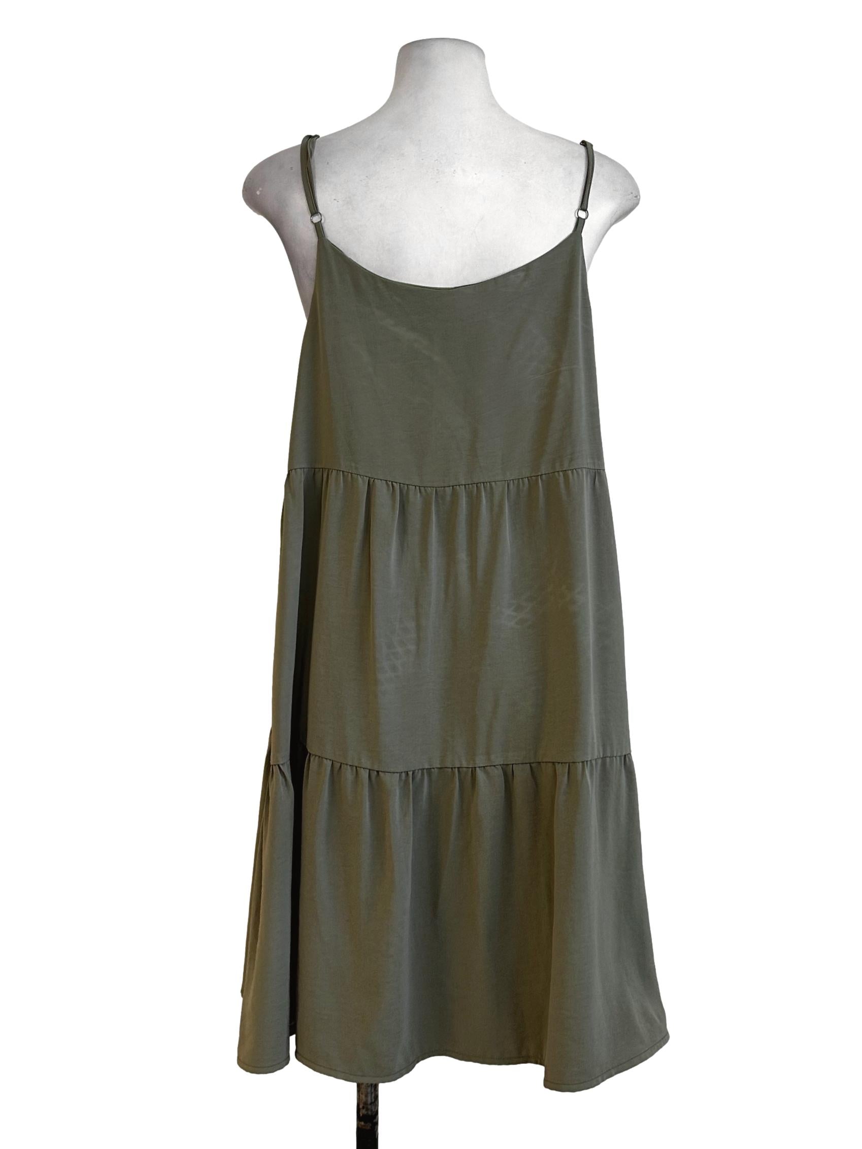 Olive Green Plain Dress