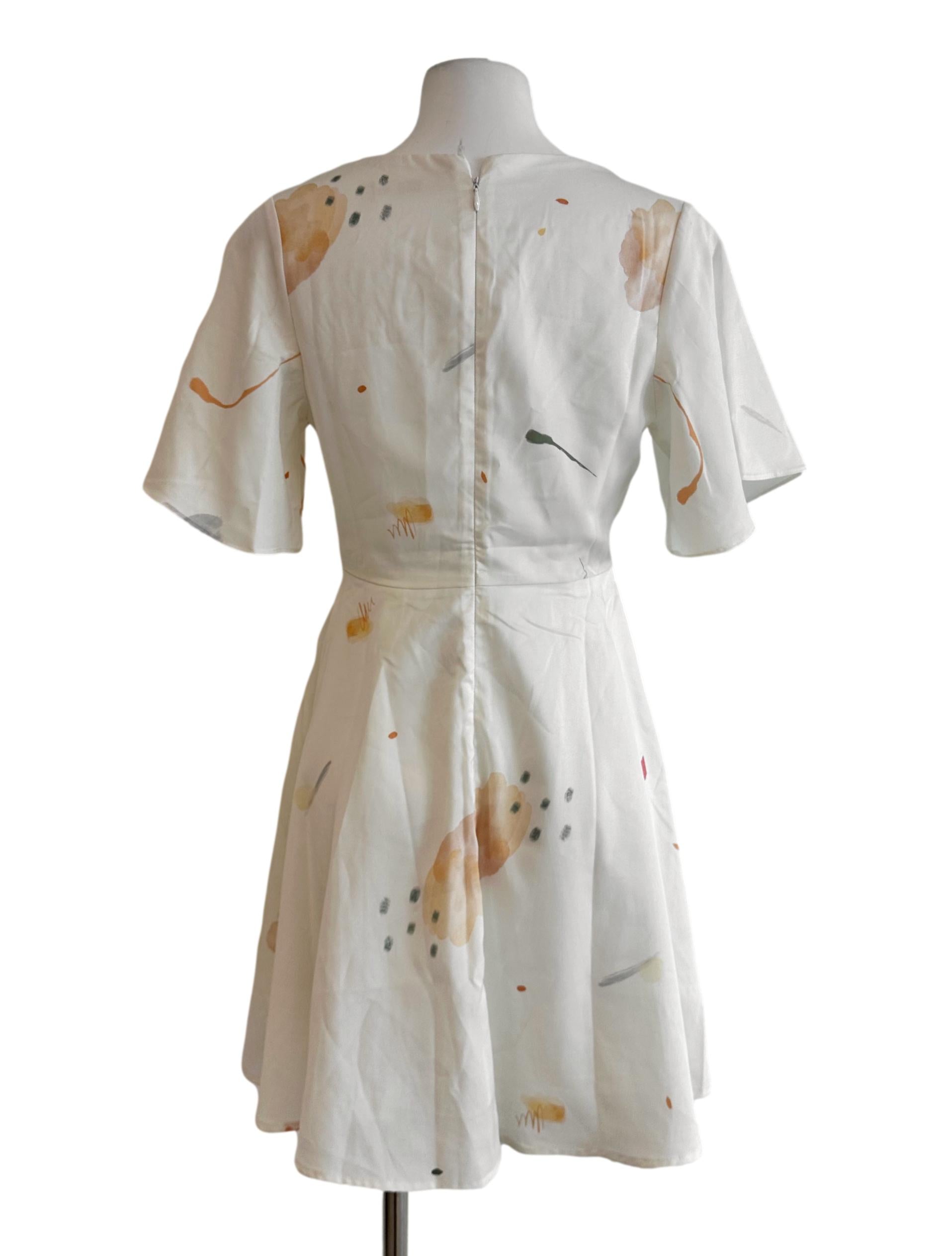 Off White Abstract Pattern Dress