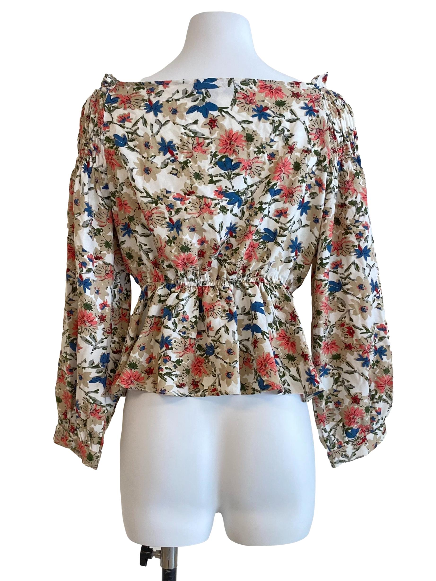Flower V-Neck Peplum Top