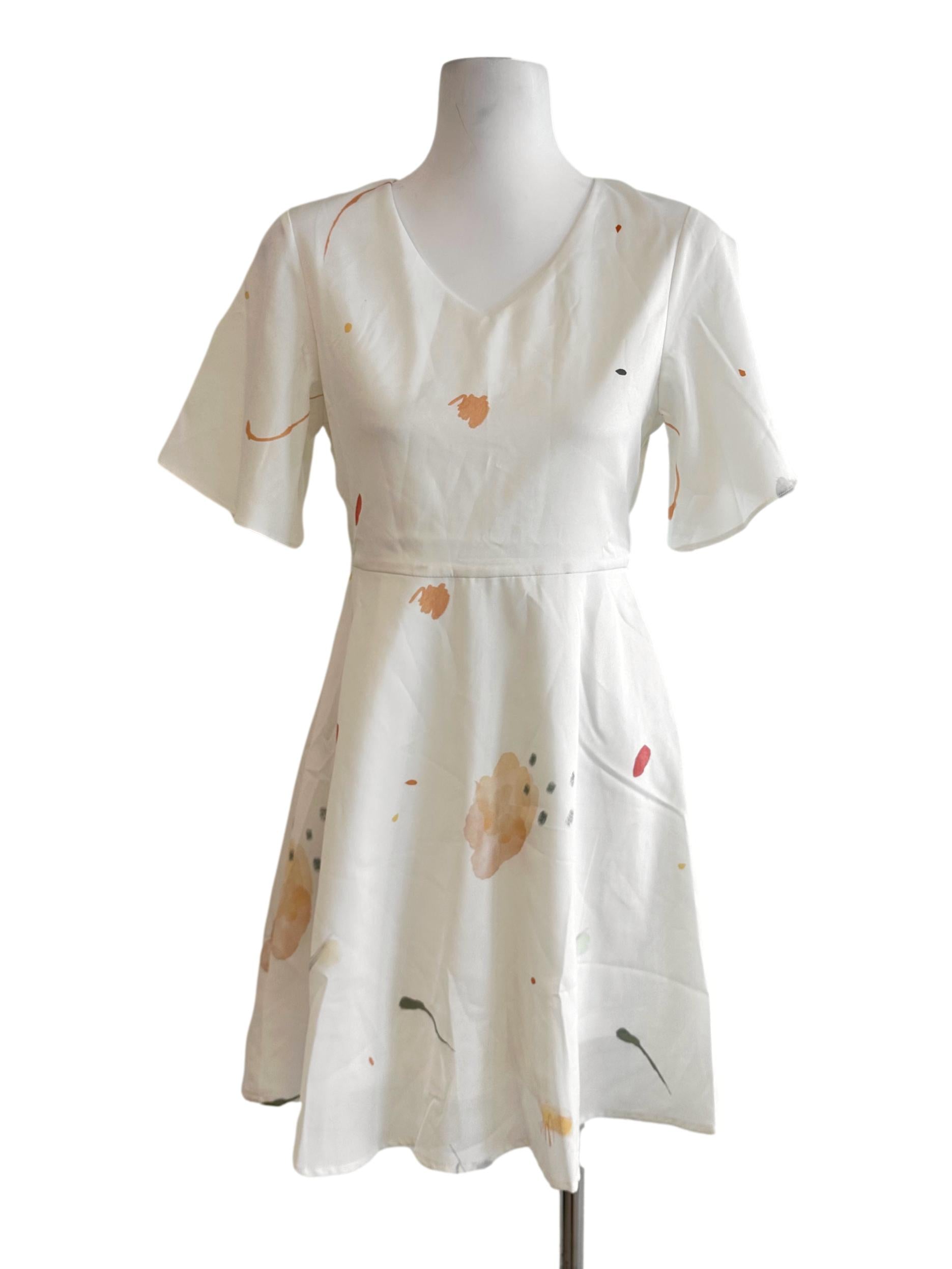 Off White Abstract Pattern Dress