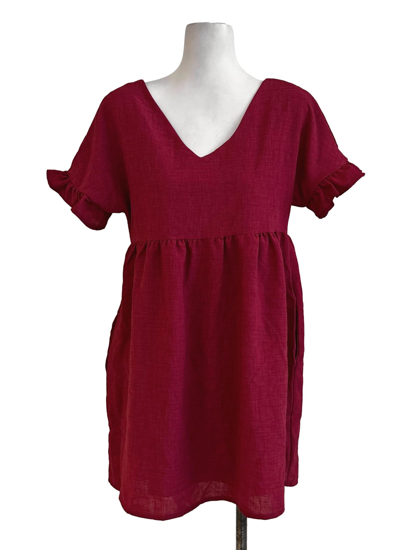 Apple Red Plain Dress