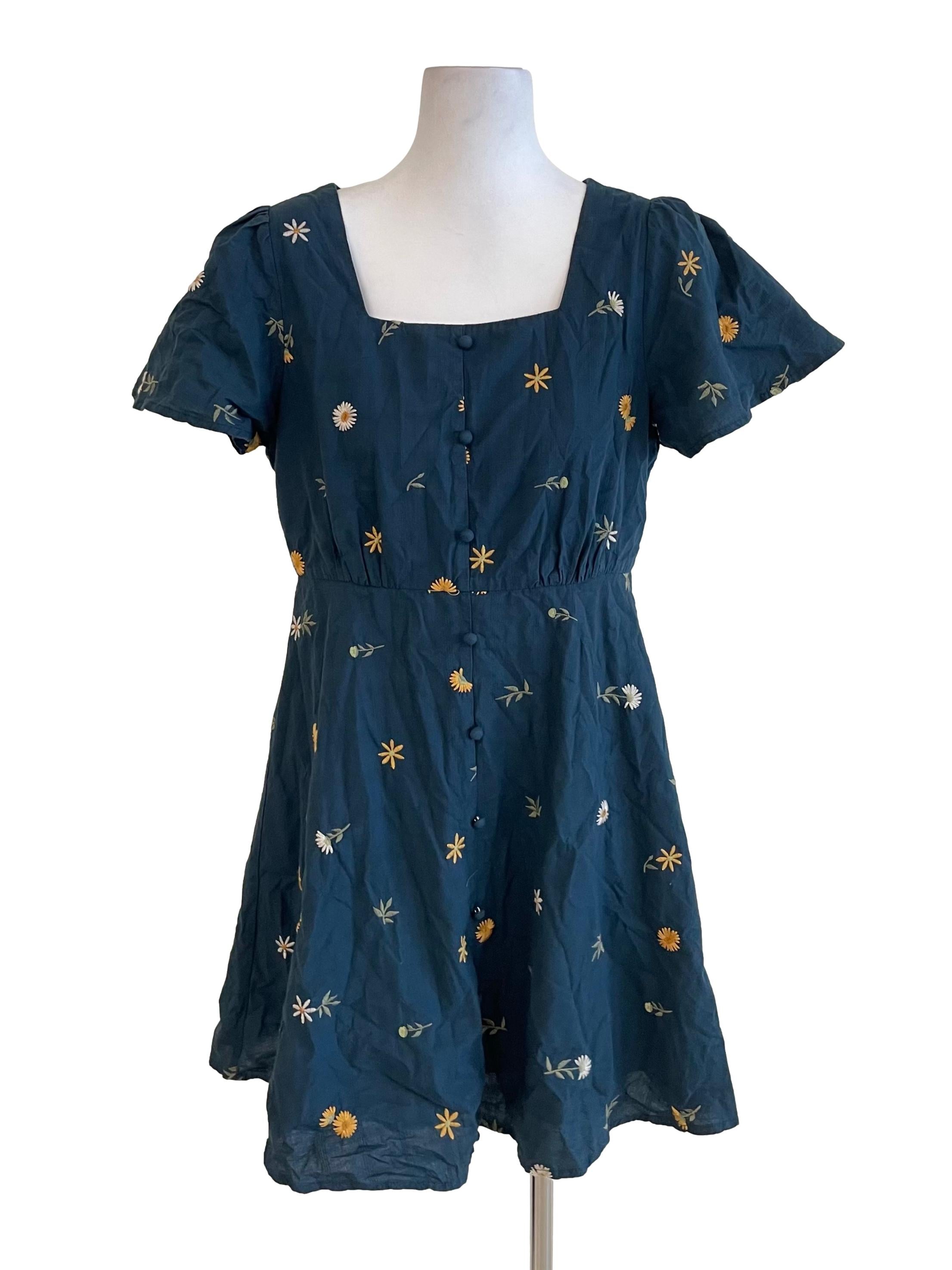 Peacock Floral A-Line Dress