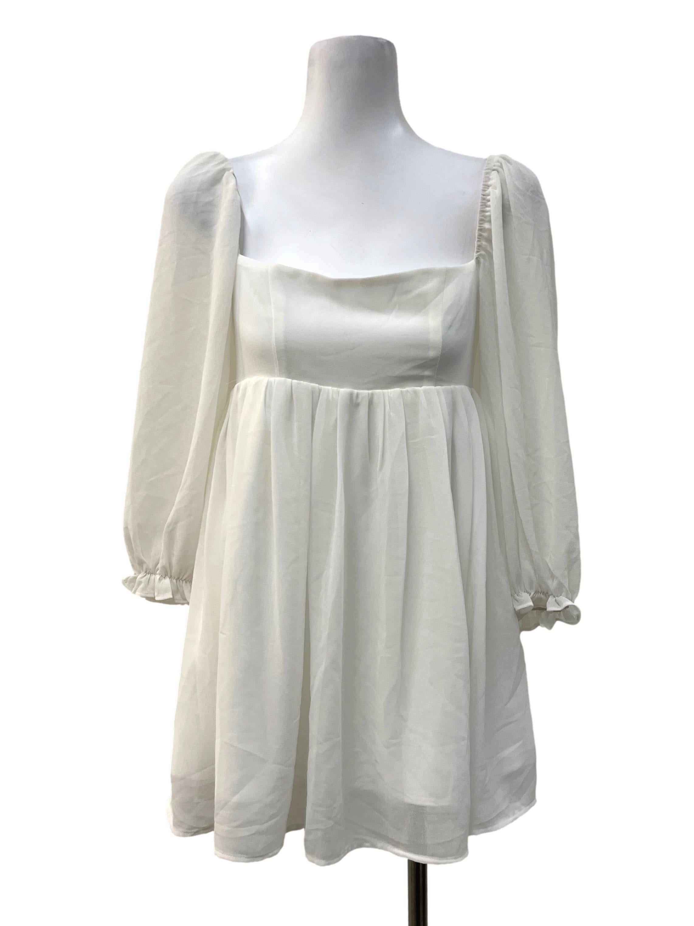 Off White Babydoll Square Neck Romper Dress