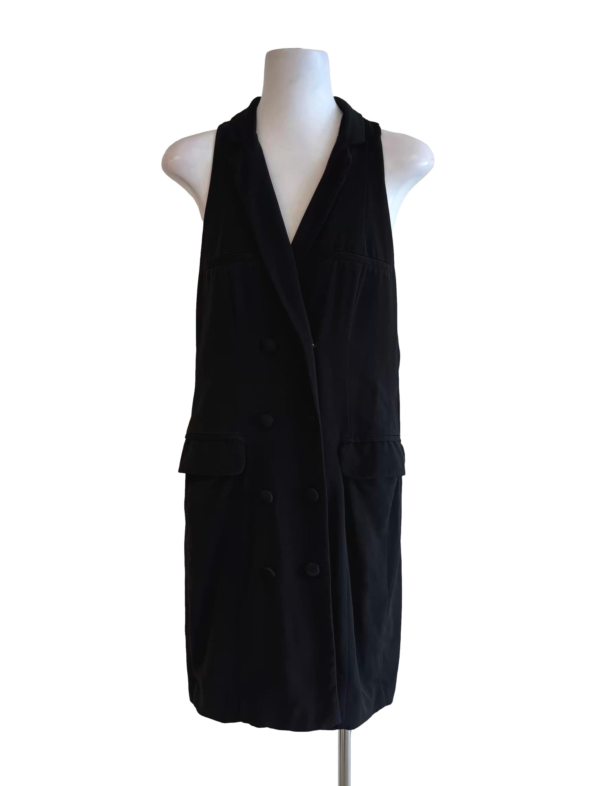 Parisian Black Sleeveless V-Neck Coat Dress