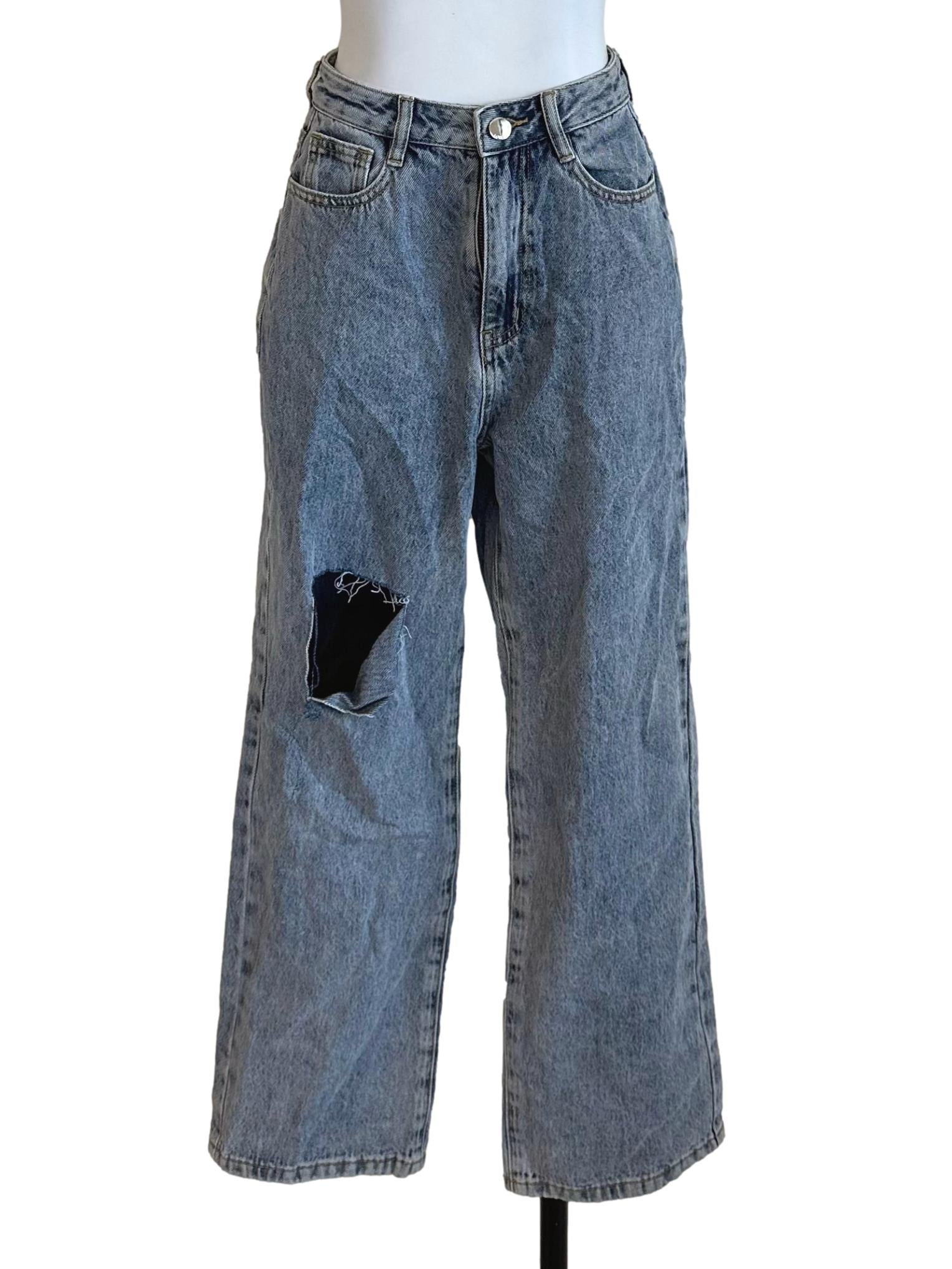 Light Blue Denim Ripped Jeans