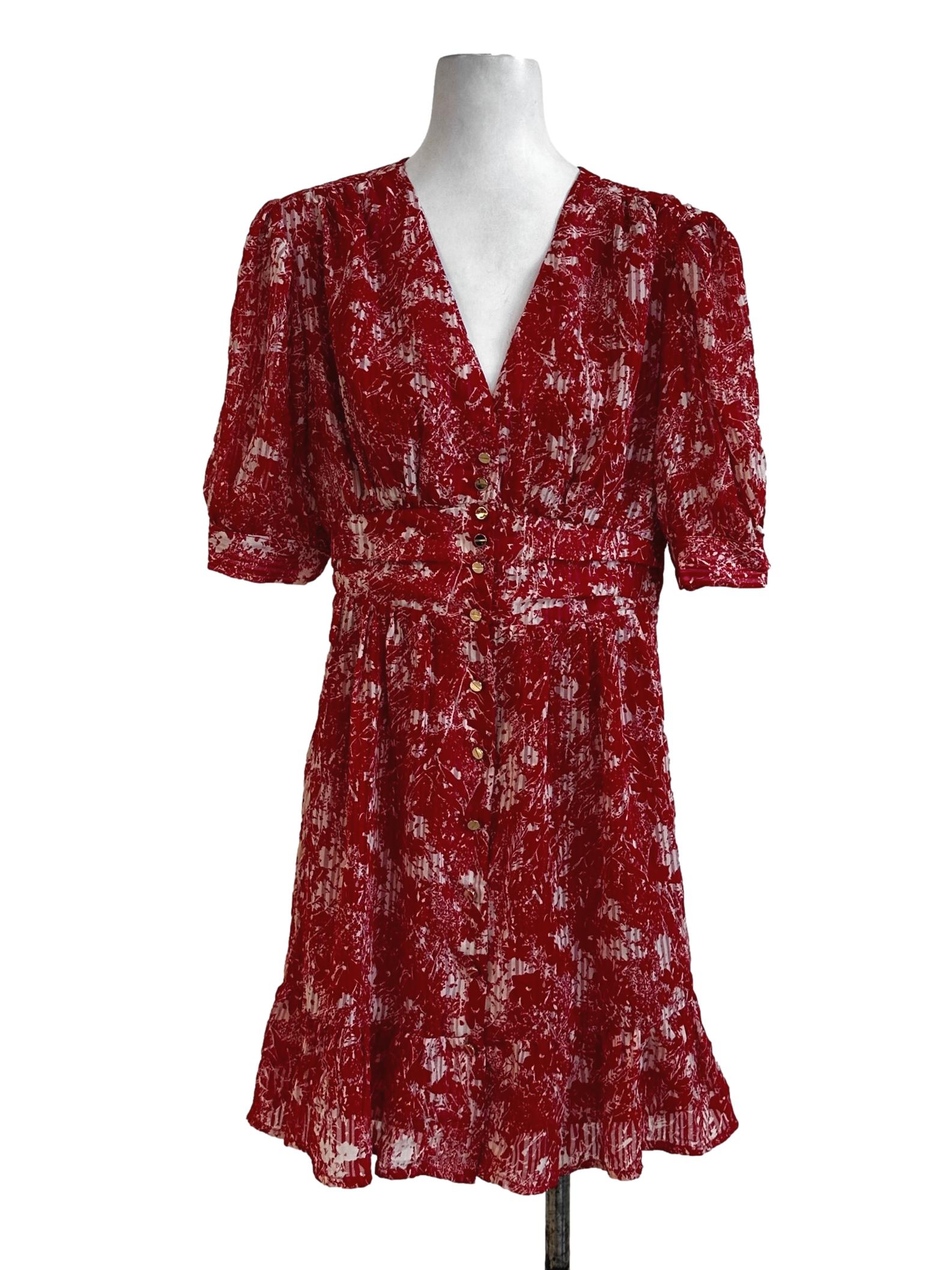 Red Printed Mini Dress