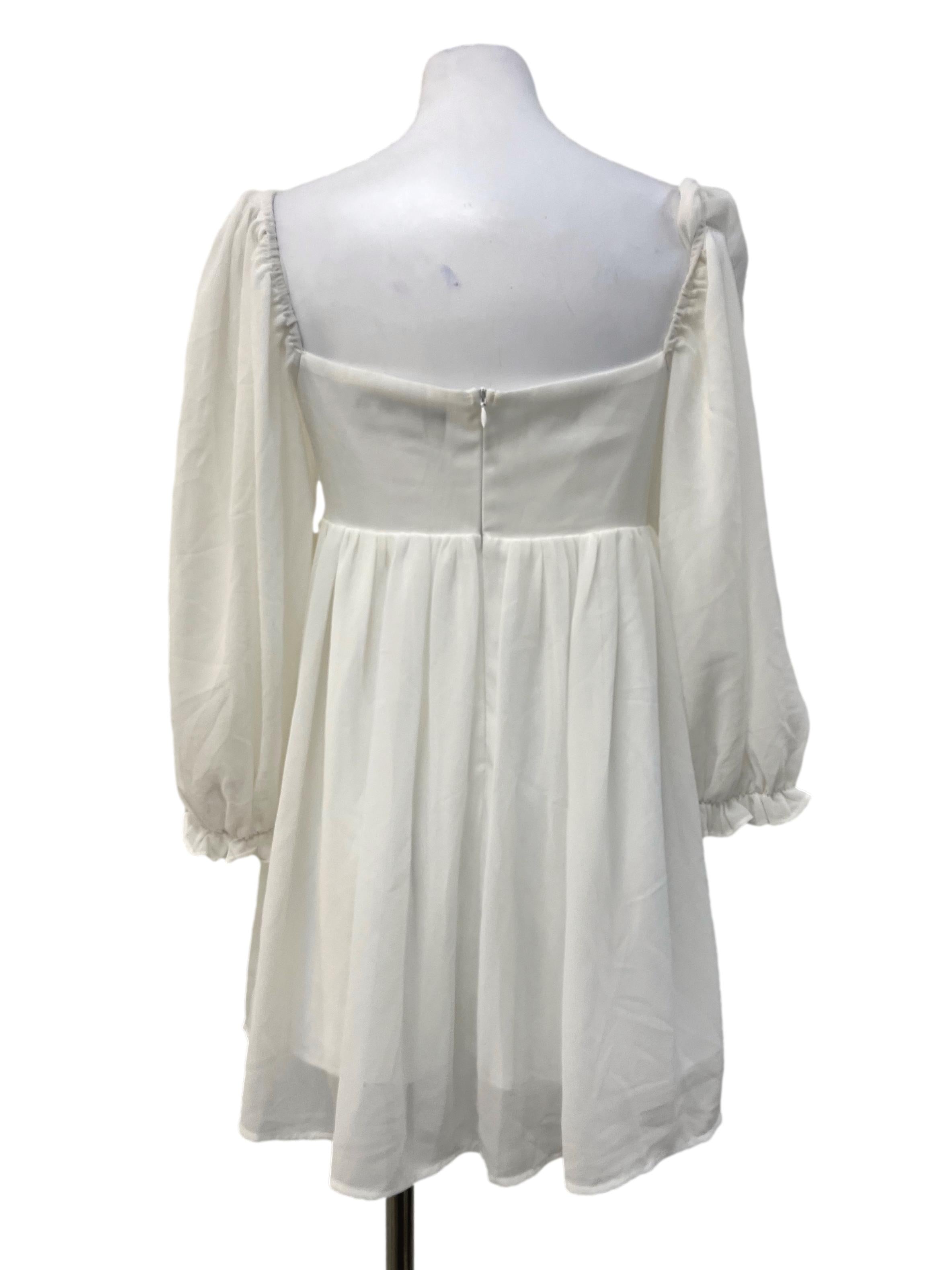 Off White Babydoll Square Neck Romper Dress
