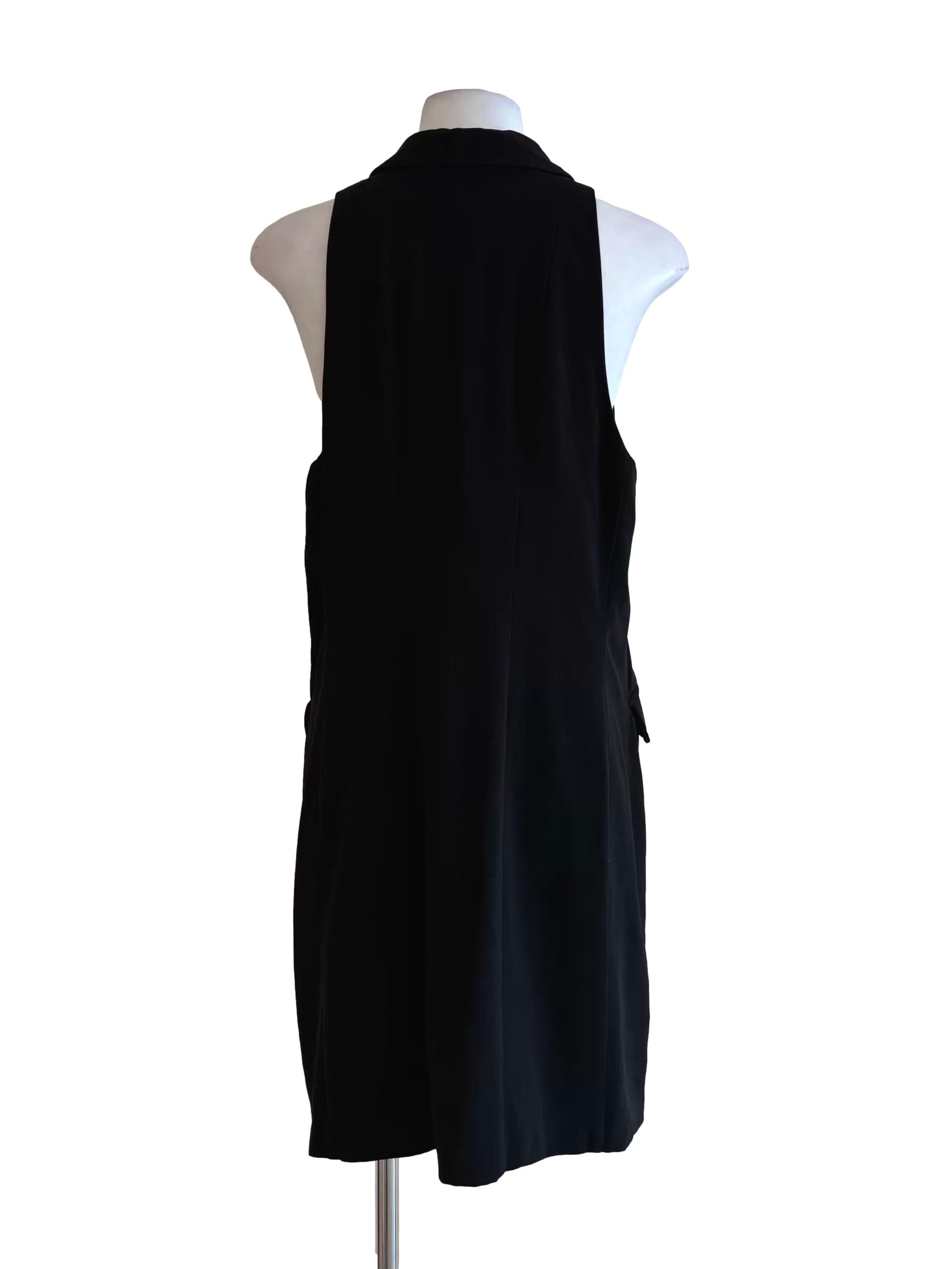 Parisian Black Sleeveless V-Neck Coat Dress