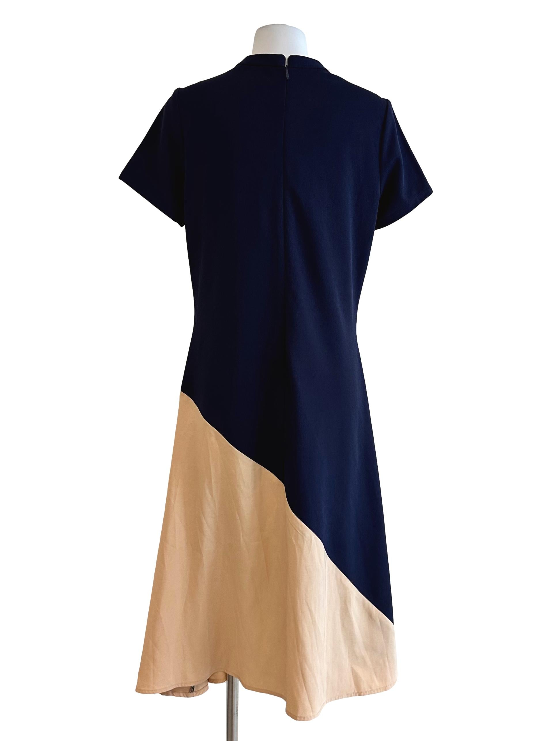 Navy Blue Short Sleeves Maxi Dress