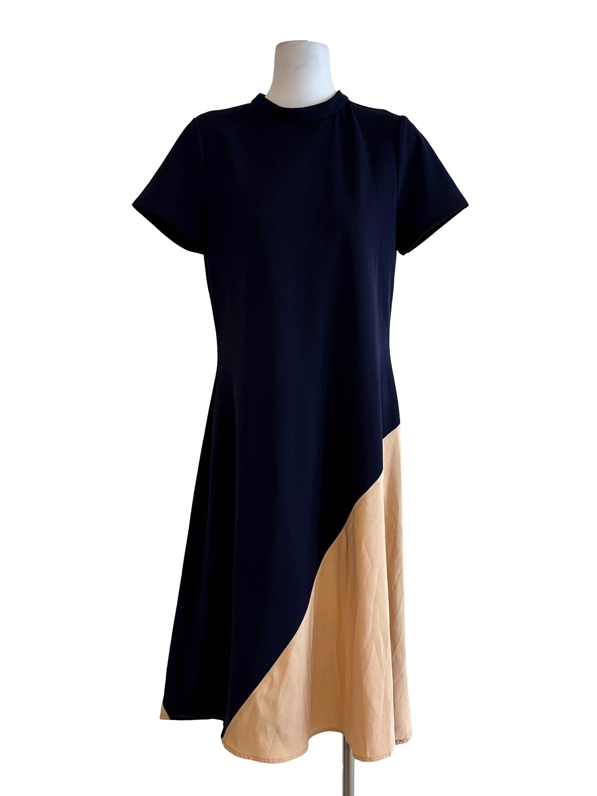 Navy Blue Short Sleeves Maxi Dress