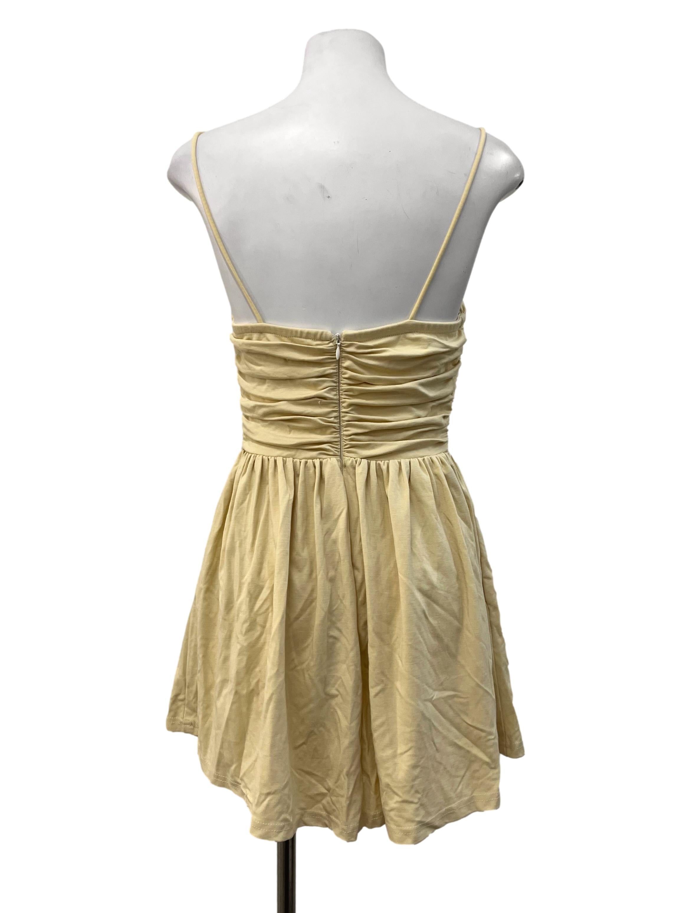 Macaroon Yellow Pleated Romper Dress