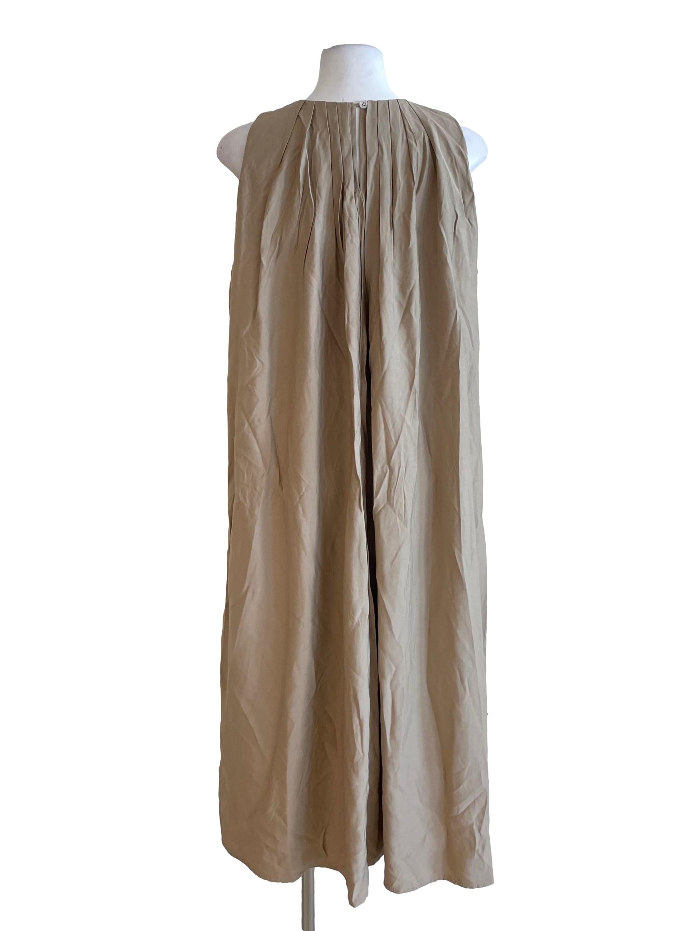 Khaki Pleated Baggy Dress