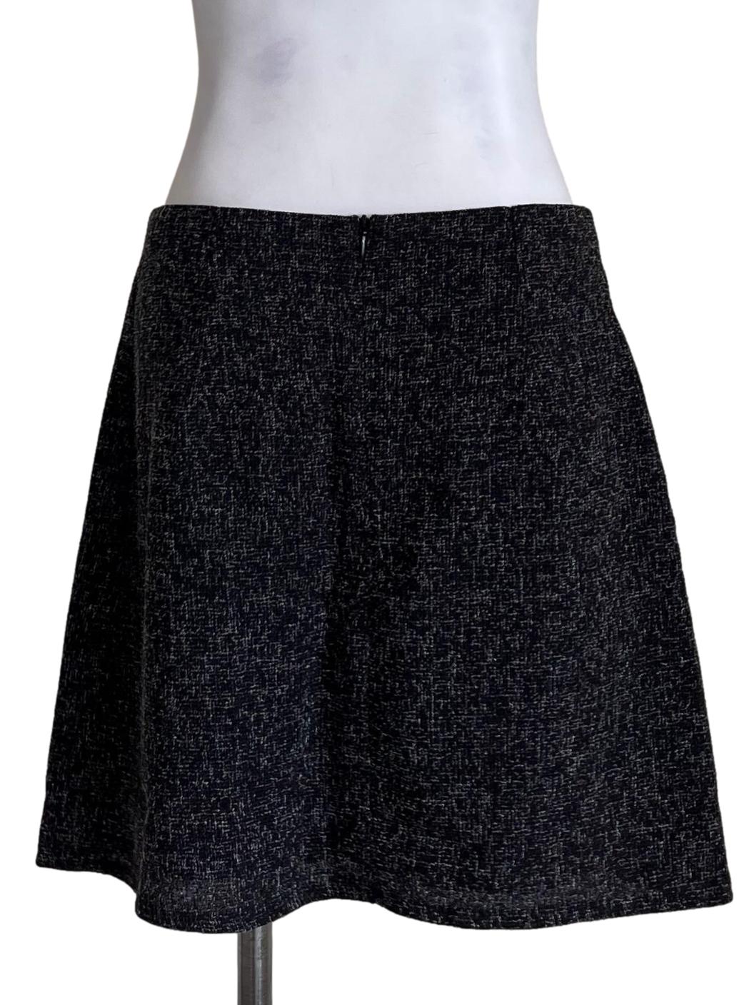 Onyx Black Tweed Button Detail Skirt