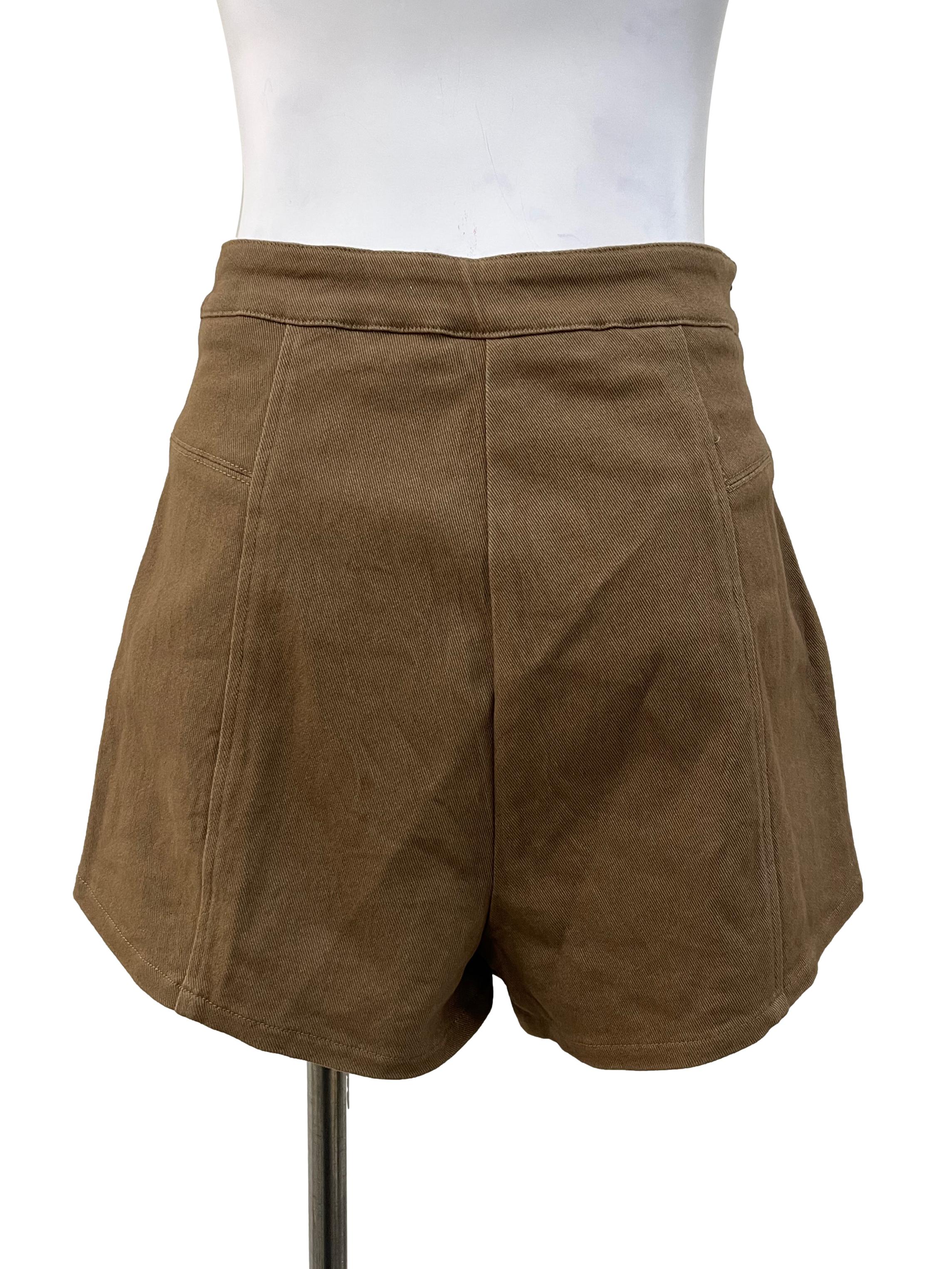 Brown Scalloped Shorts
