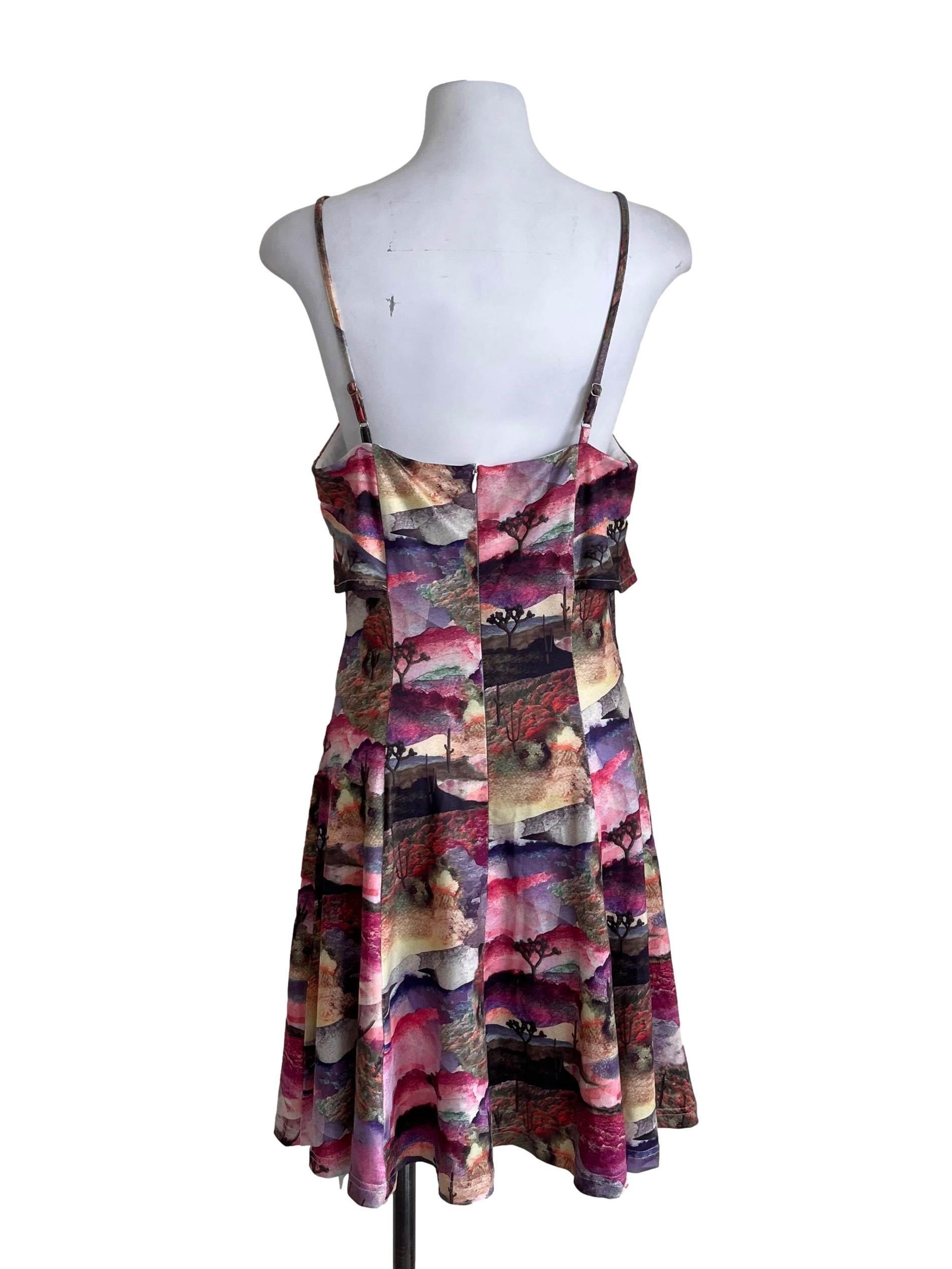 Punch Pink Multicolor Print Sundress