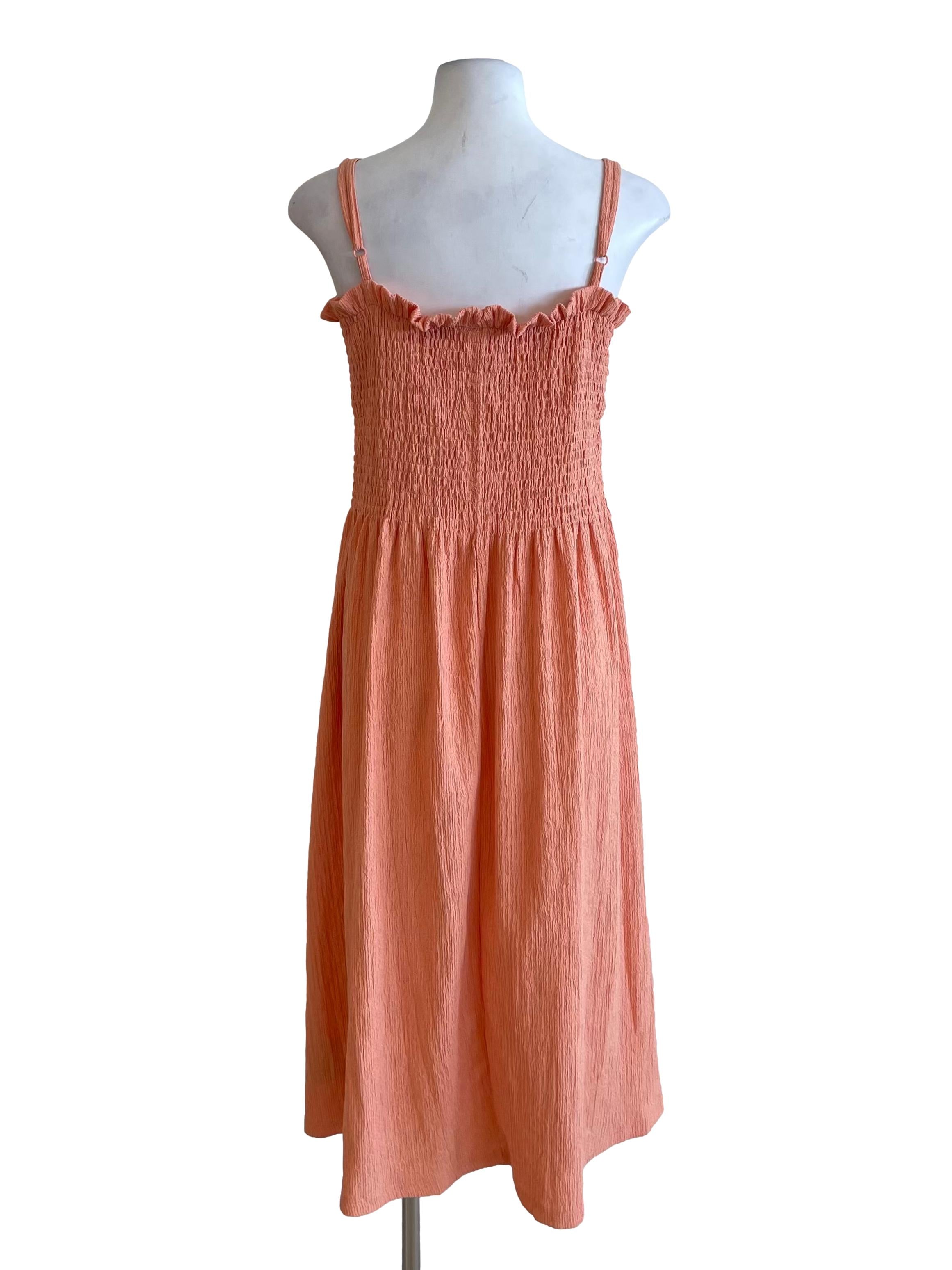 Pastel Tangerine Shirred Cami Dress