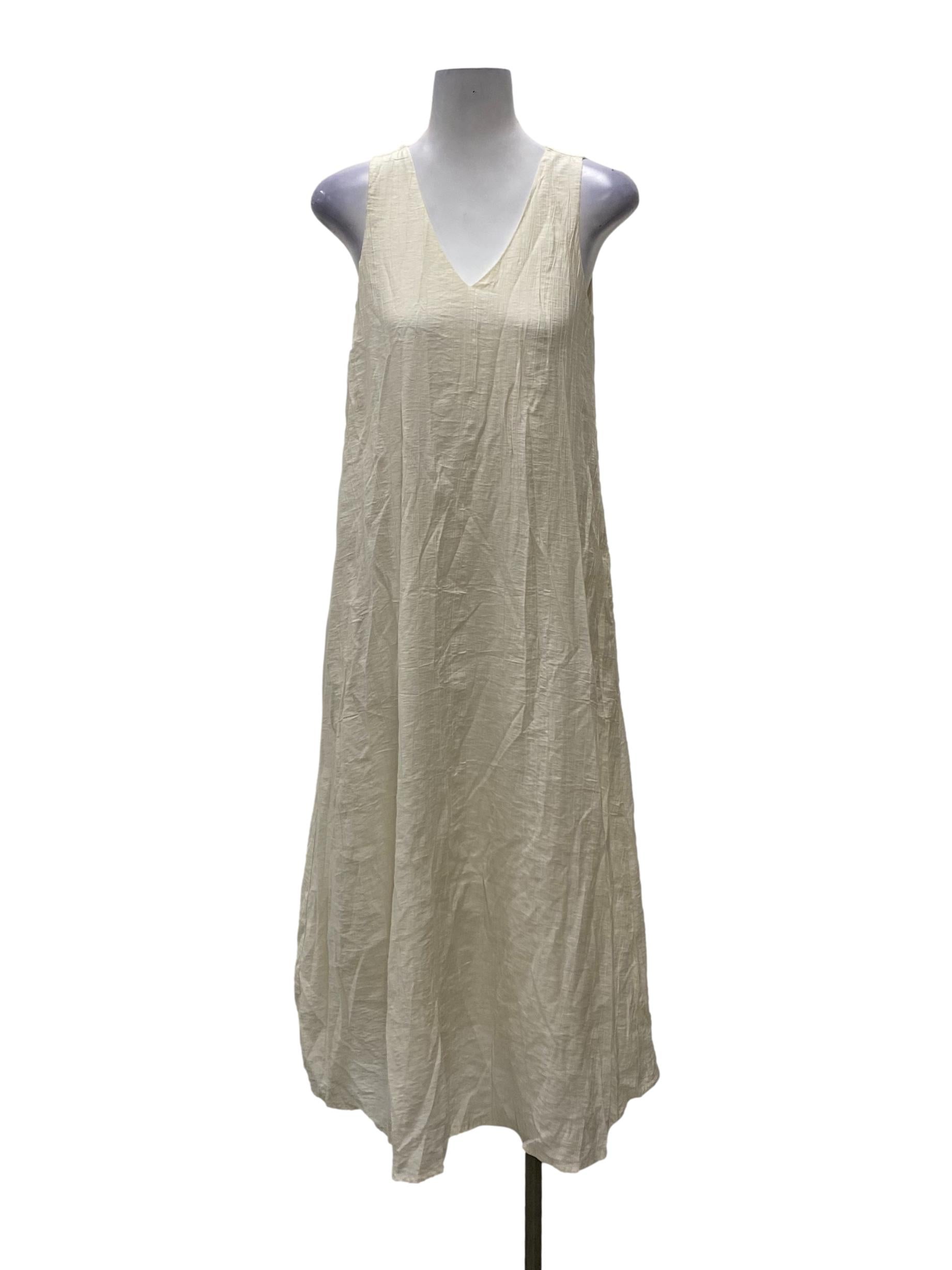 Ivory V-Neck Sleeveless Dress OSN