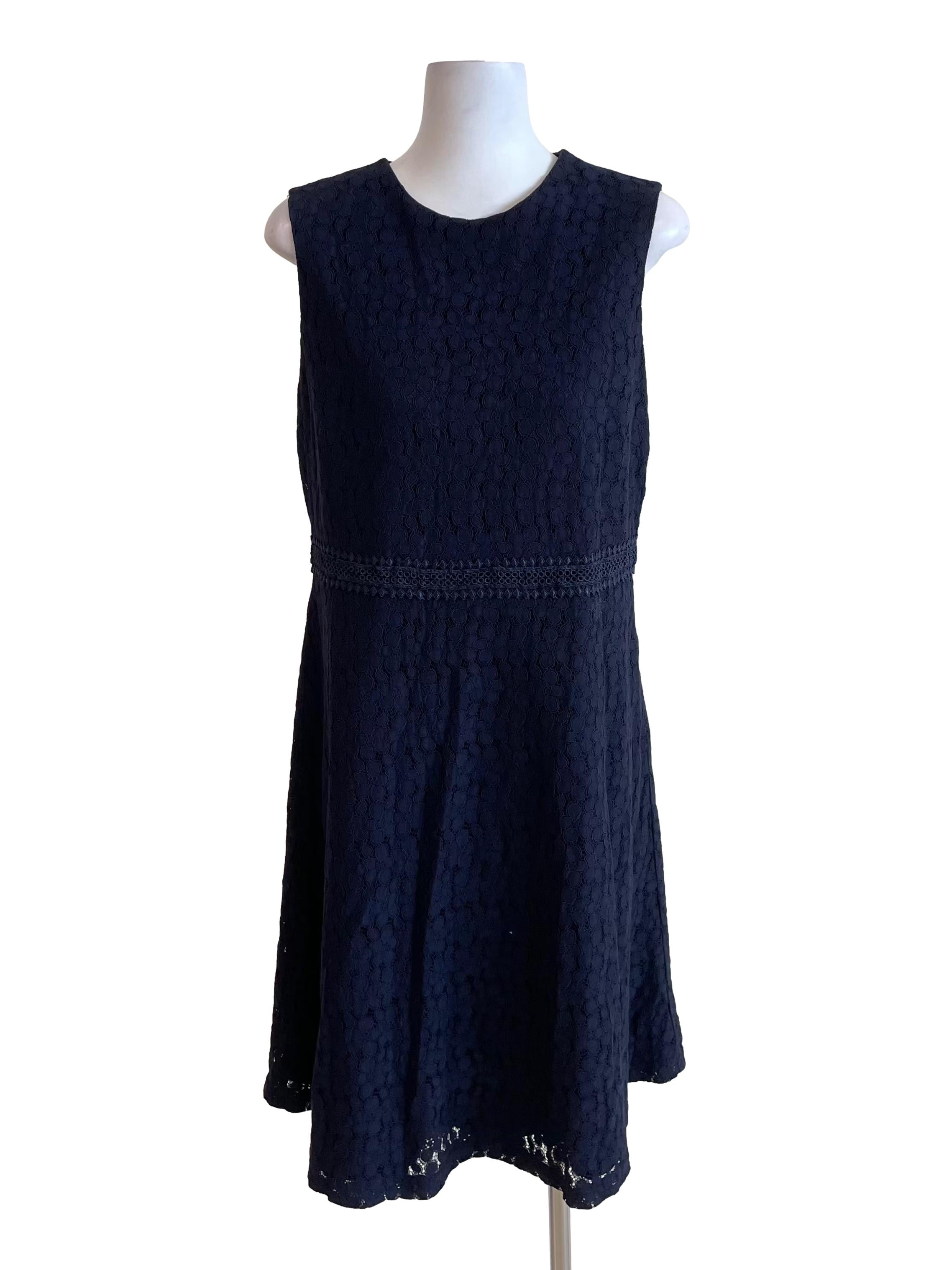 Navy Lace A-Line Elegant Dress