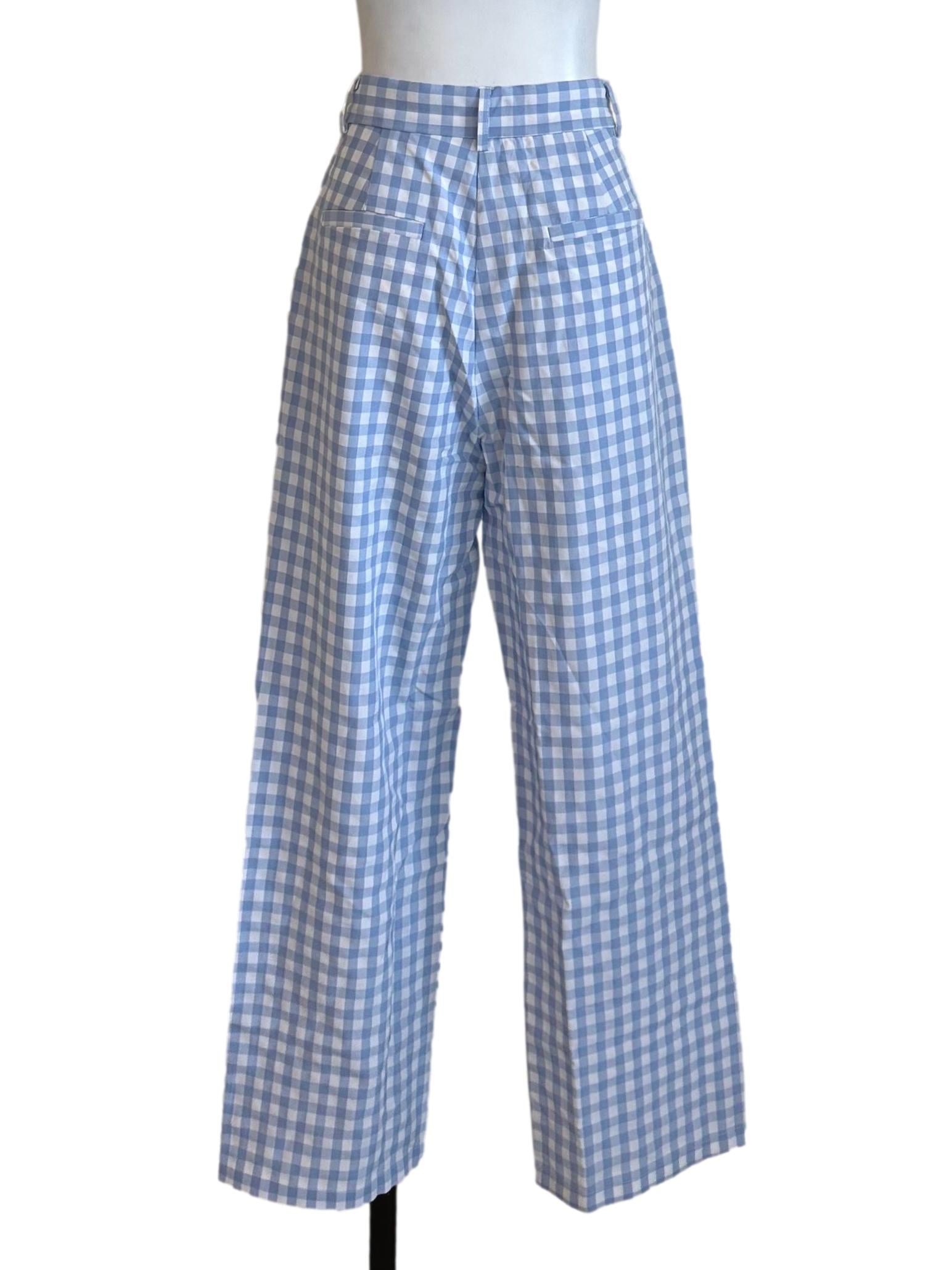 Light Blue Plaid Pattern Pants