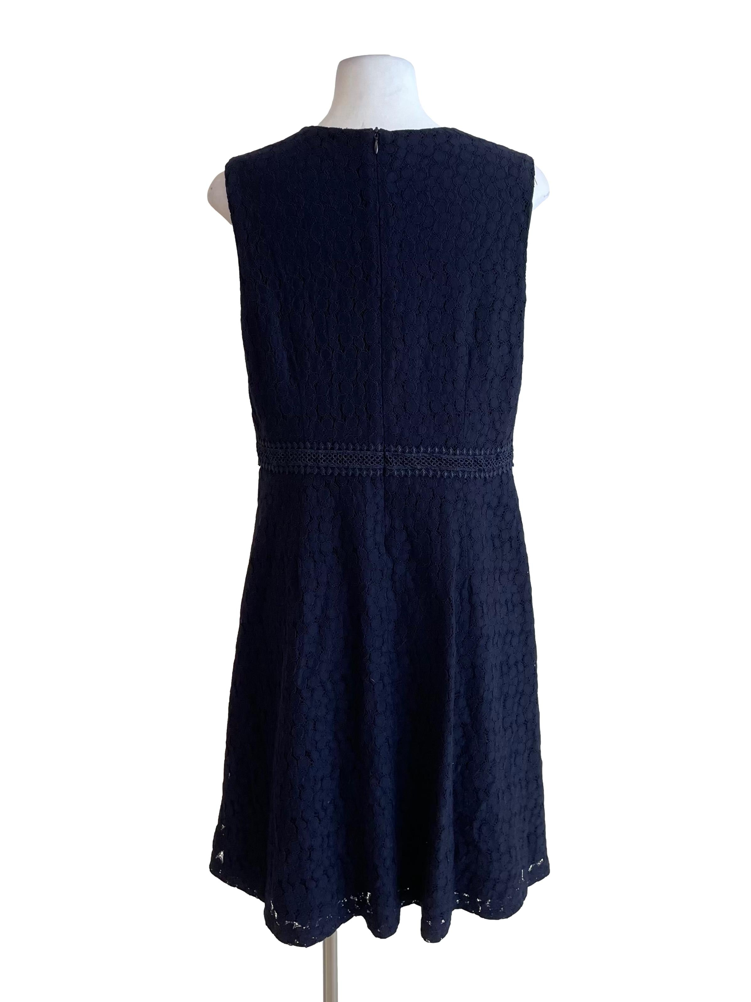Navy Lace A-Line Elegant Dress
