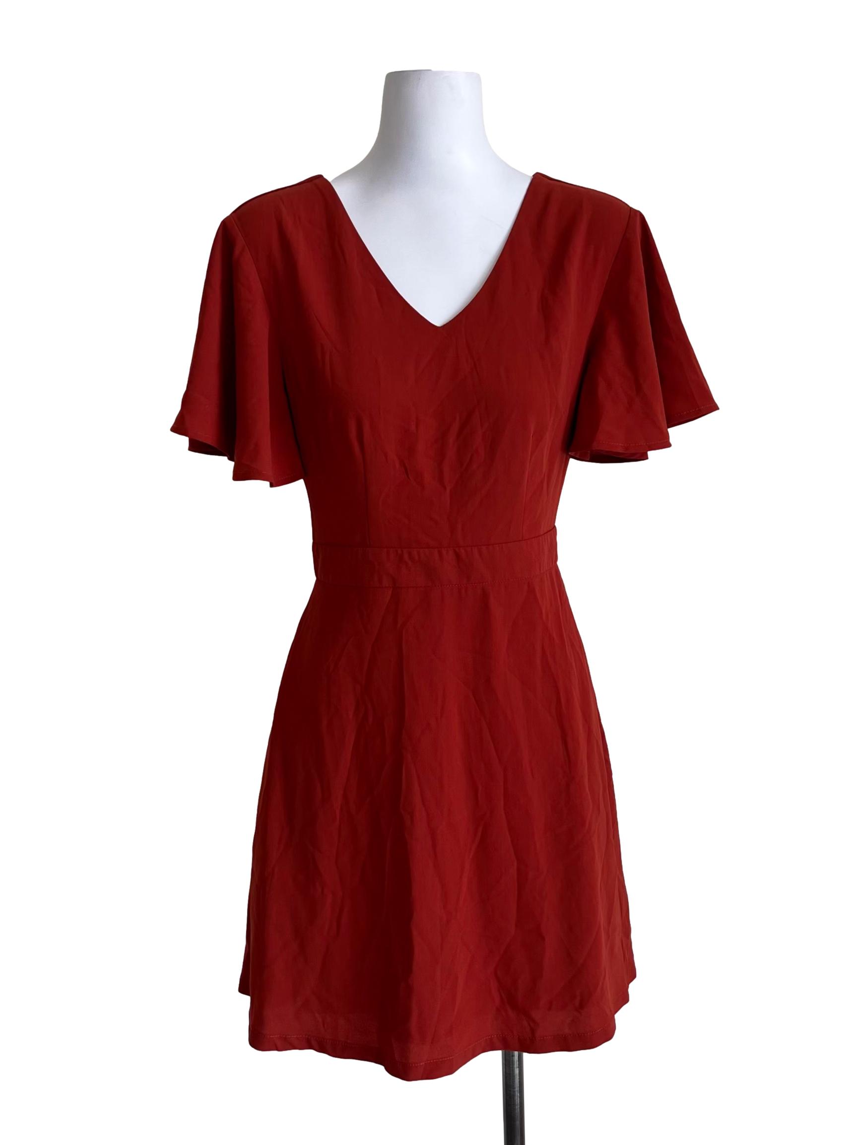 Brick Orange Knotted Back Dress