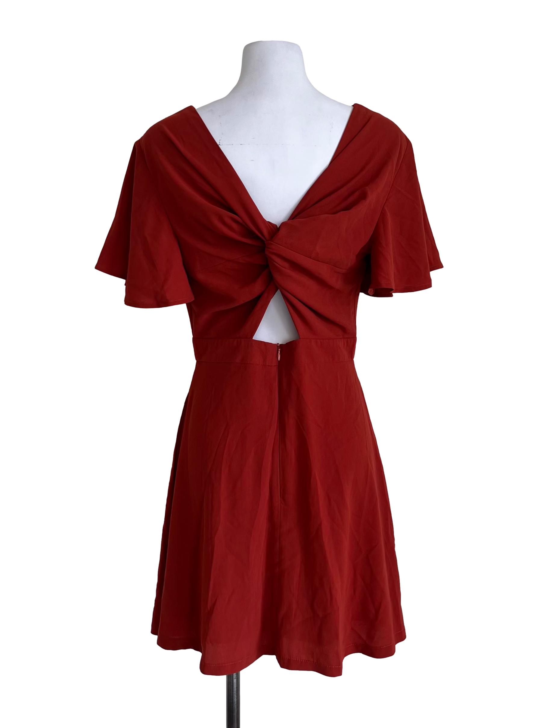 Brick Orange Knotted Back Dress