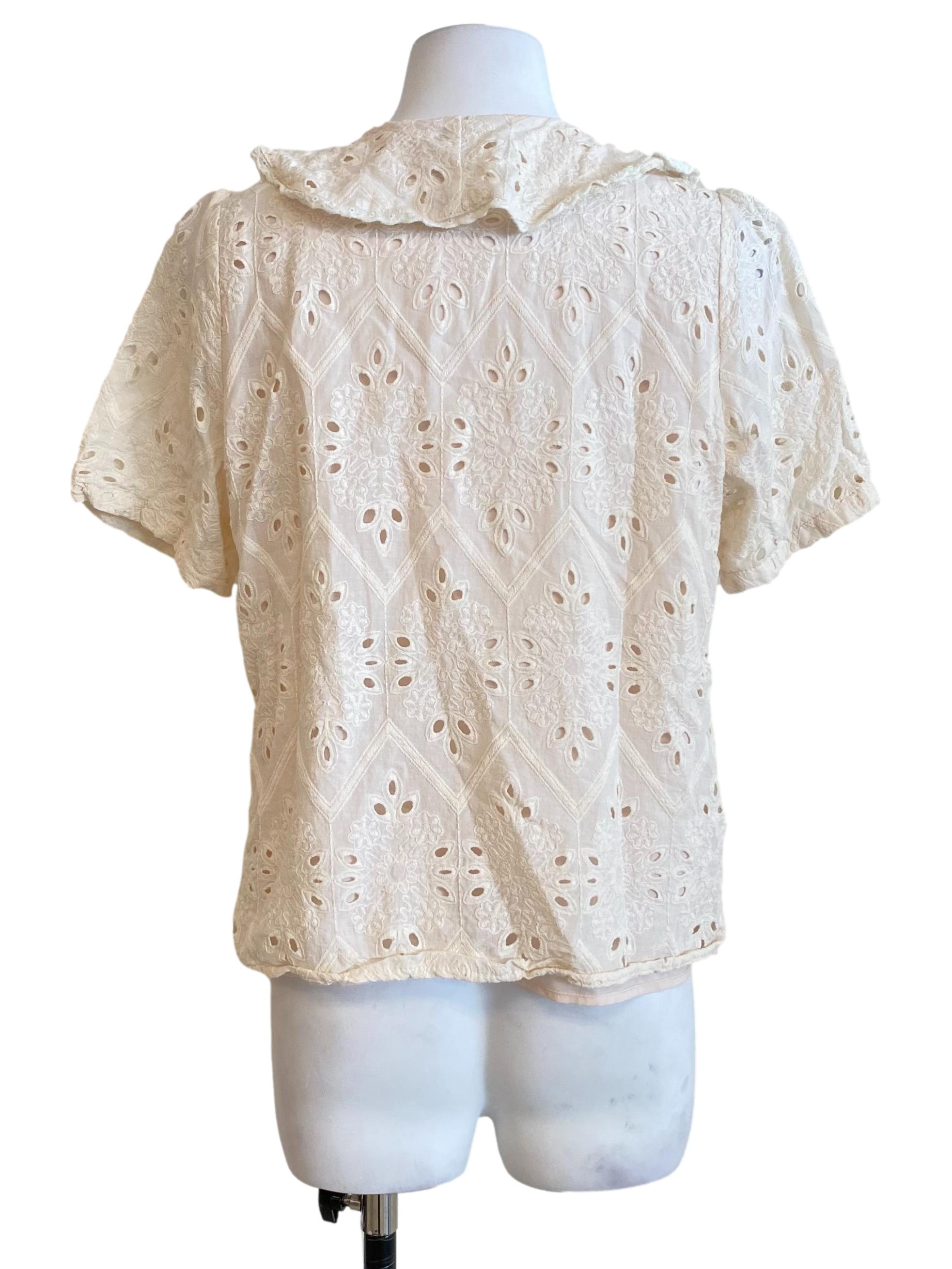 Cream Ruffle Lace Top