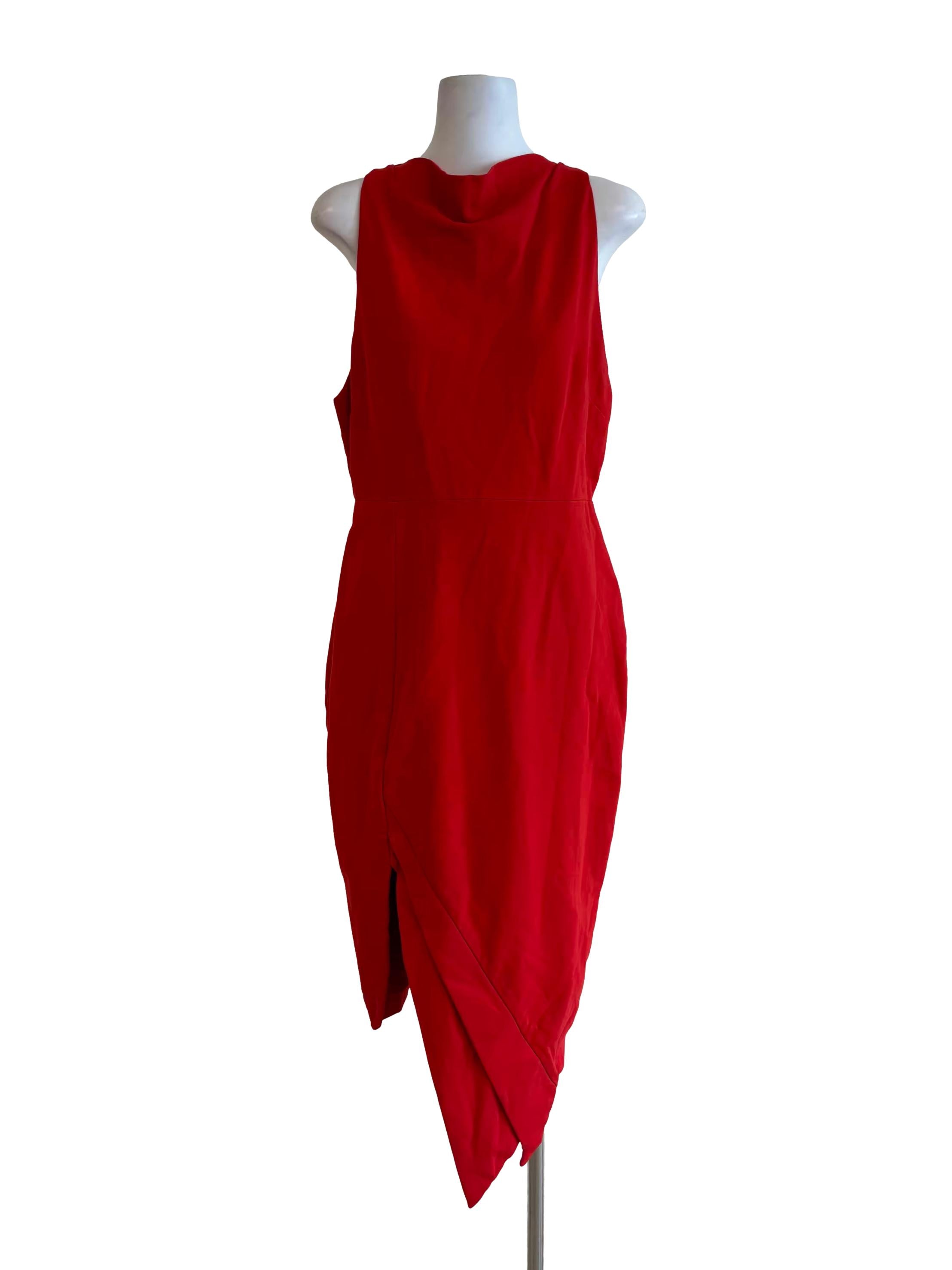 Fire Red Jewel Triangle Sheath Dress