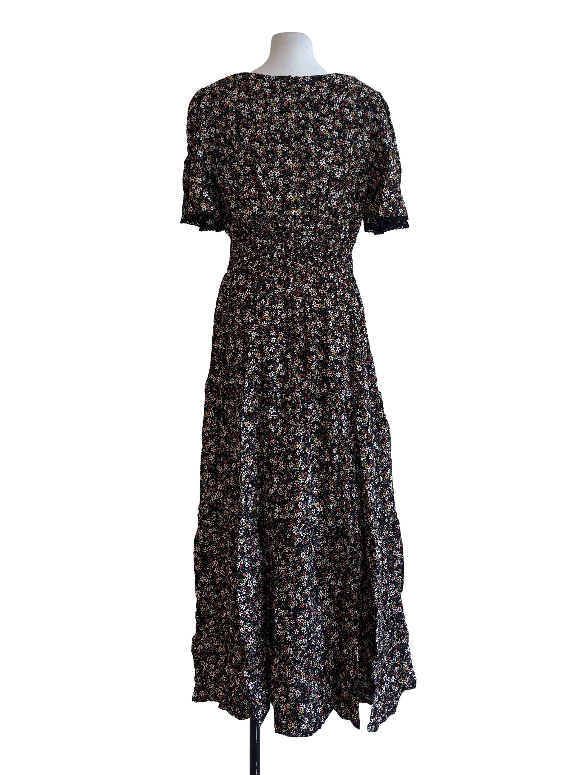 Black Red Floral New Day Maxi Dress
