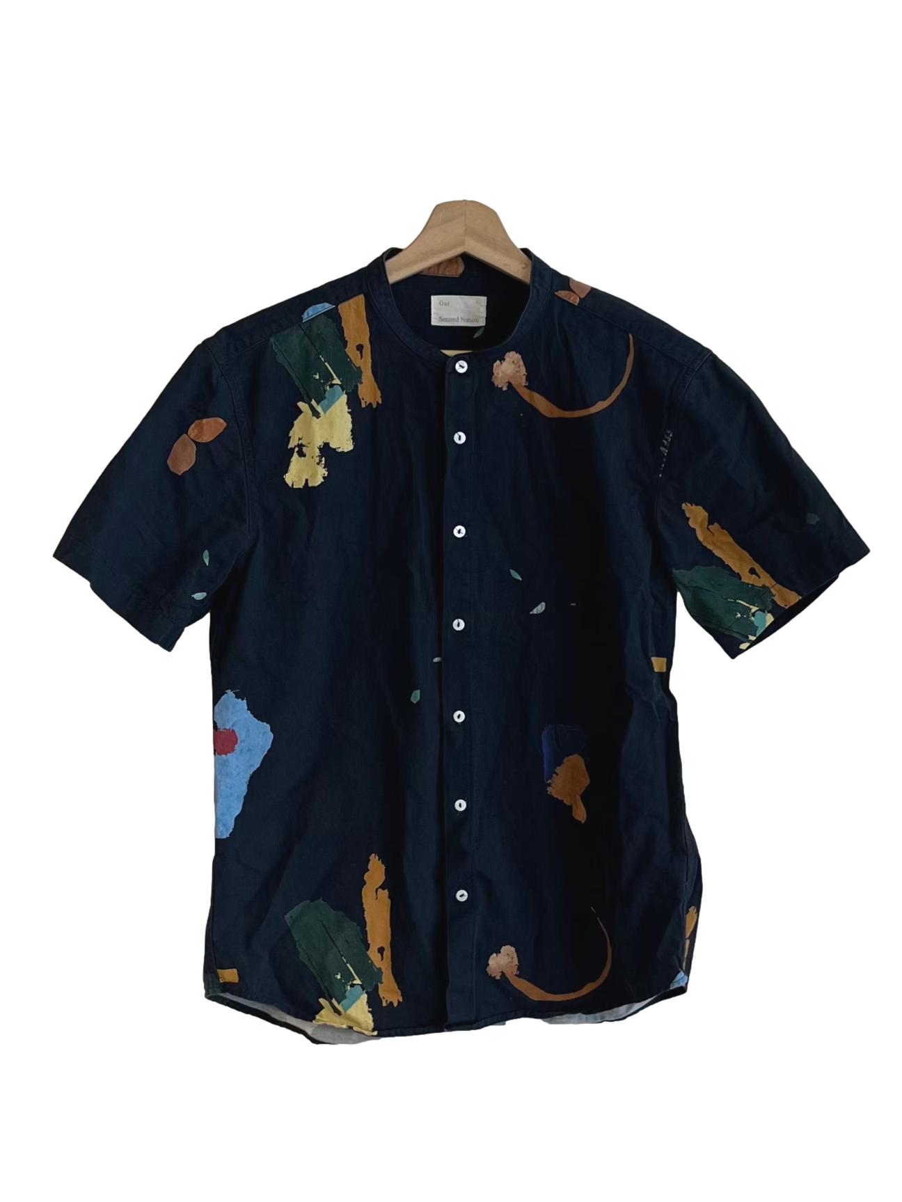 Black Abstract Button-Down Shirt