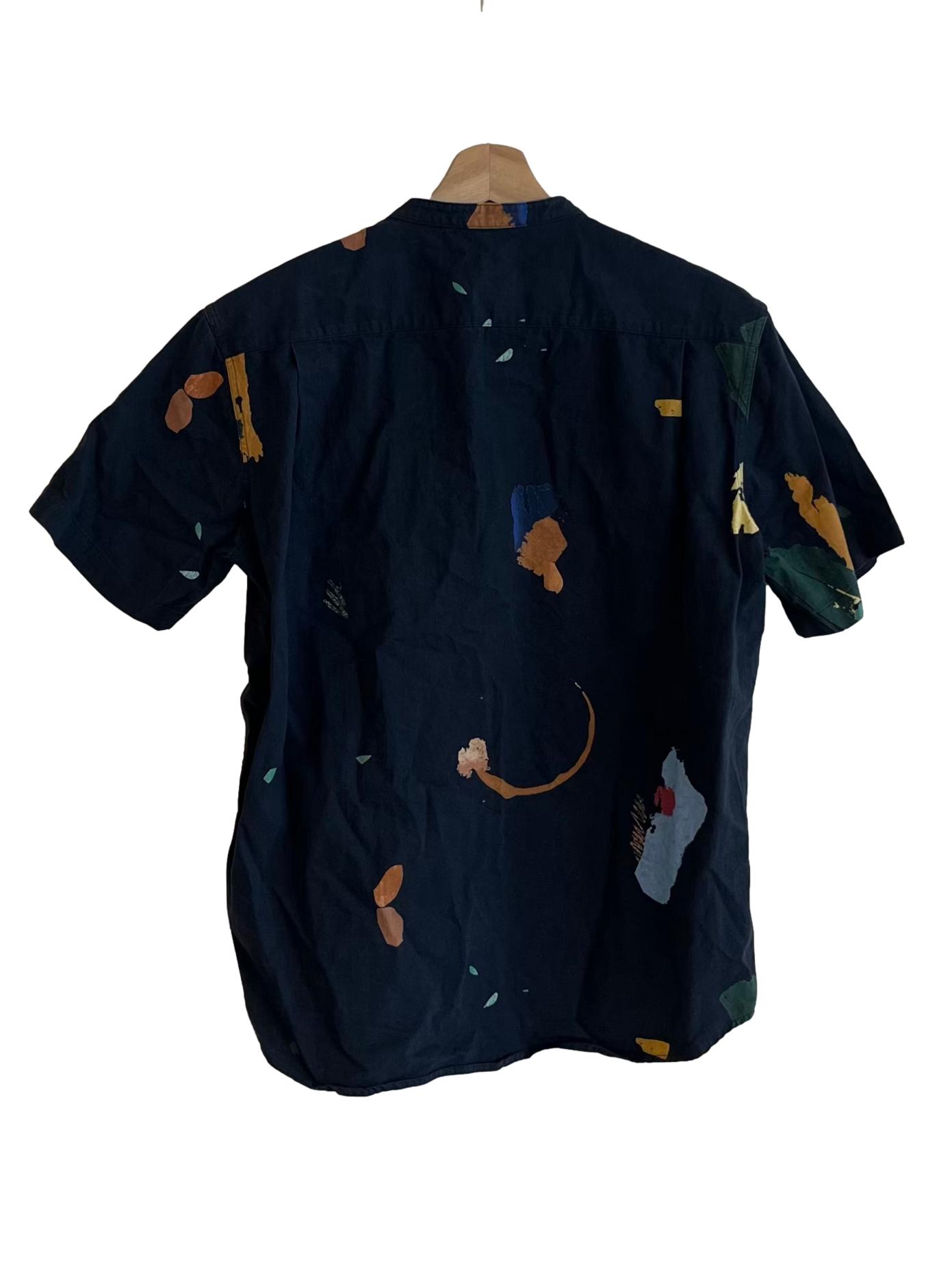 Black Abstract Button-Down Shirt