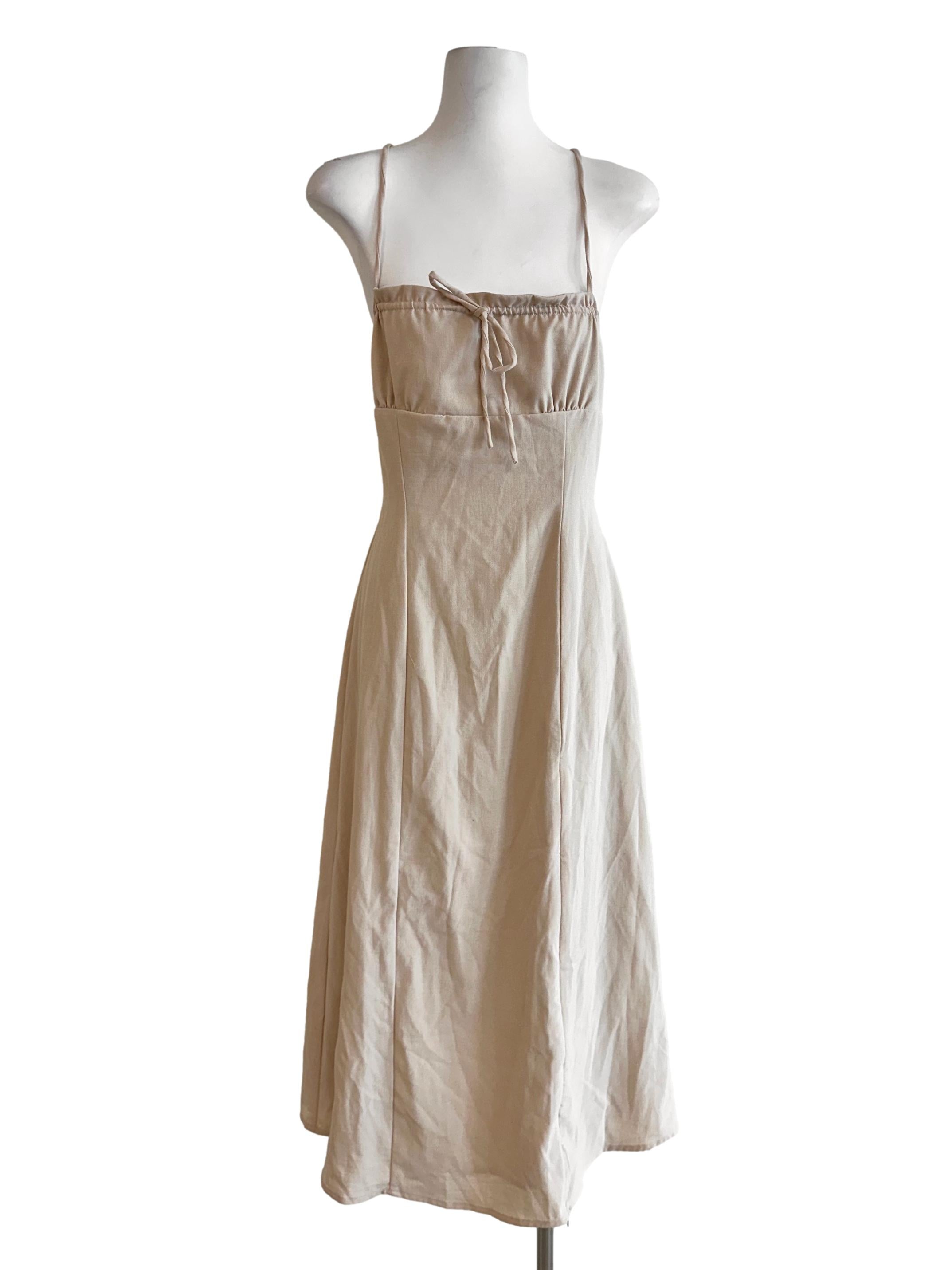 Macaroon Beige Non Padded Dress YHF