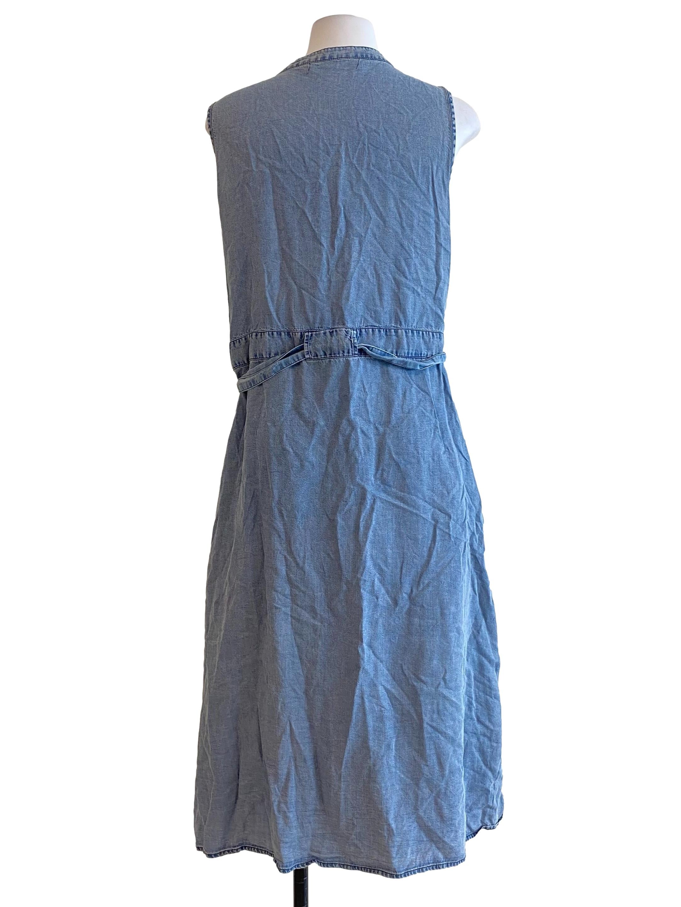 Denim Blue Sleeveless Midi Dress