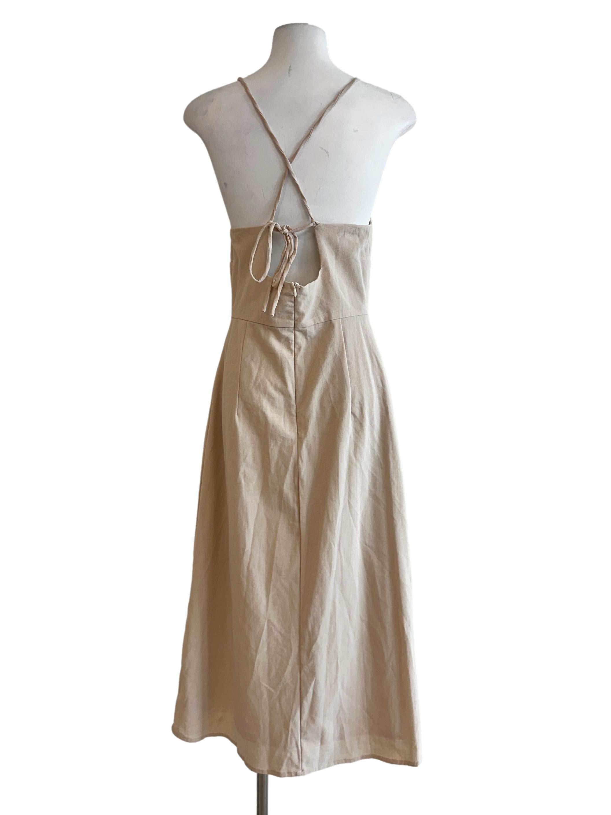 Macaroon Beige Non Padded Dress YHF