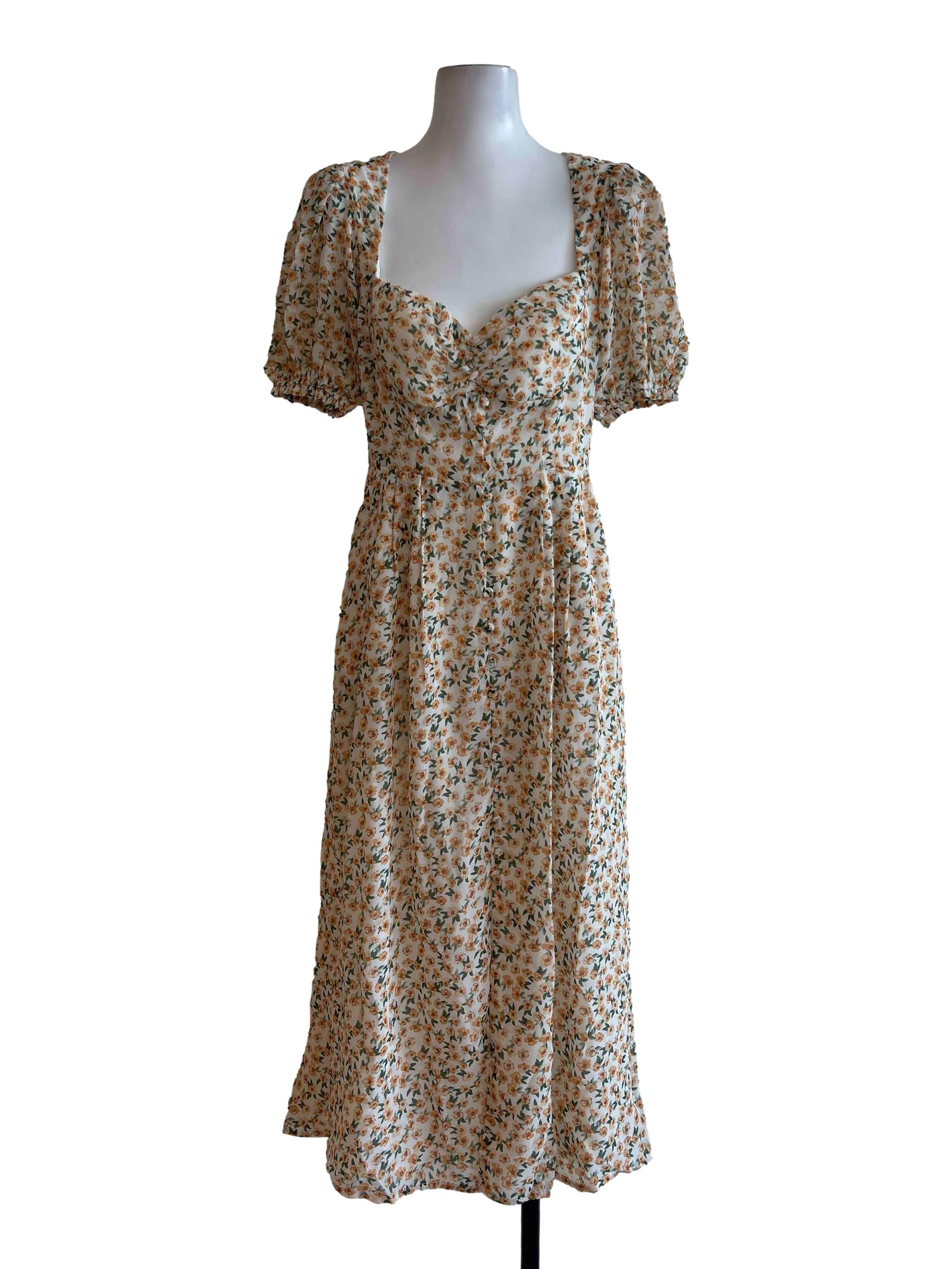Yellow Floral Yasmine Midi Dress