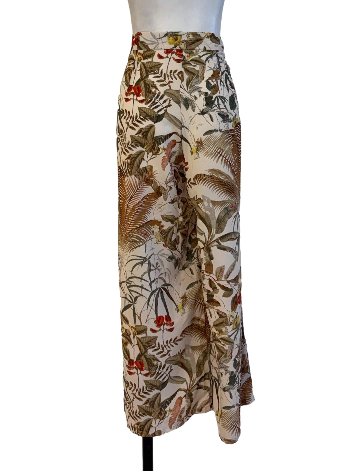 Beige With Prints Straight Cut Pants
