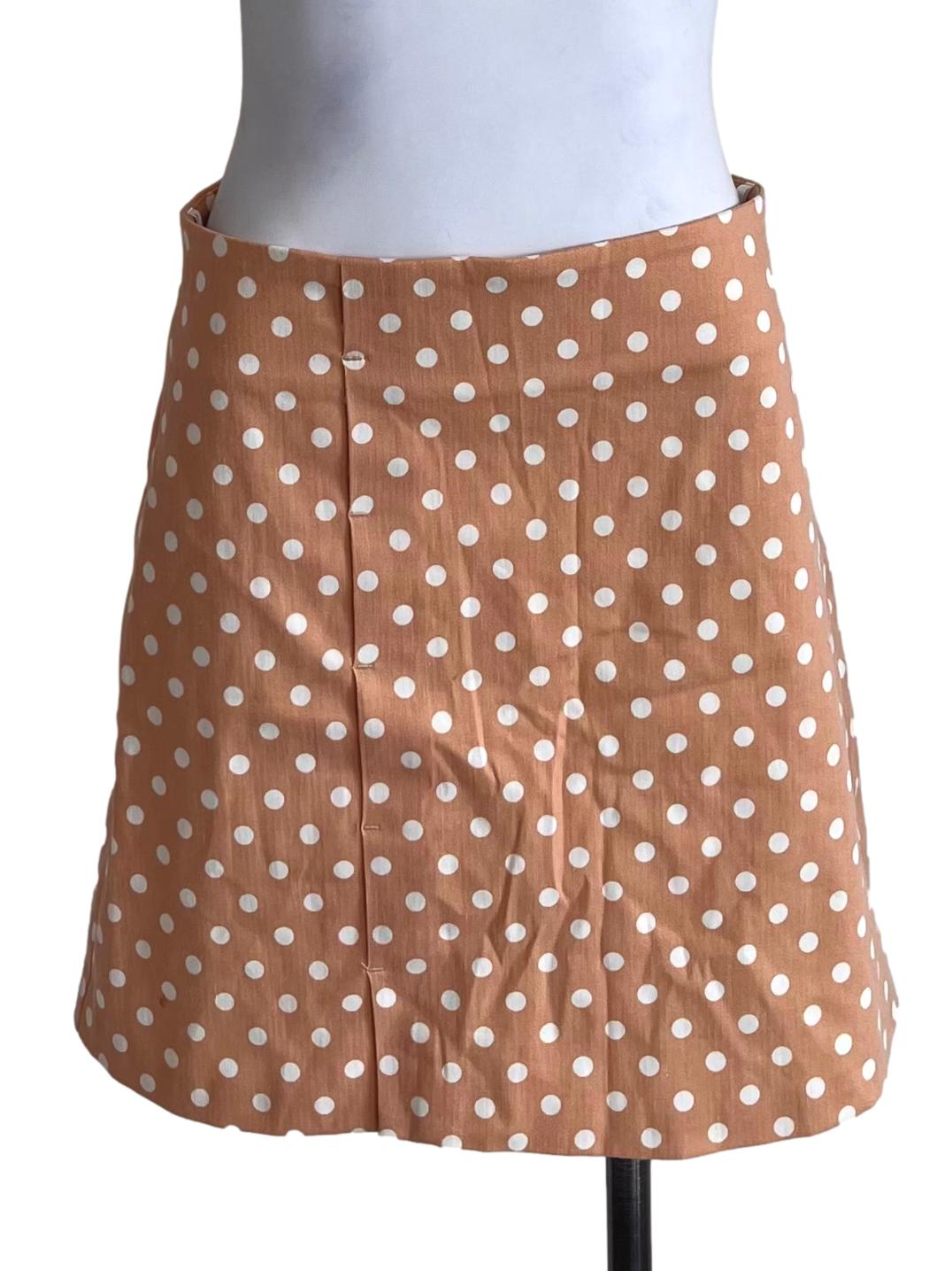 Tan Orange With White Polkadots Skirt