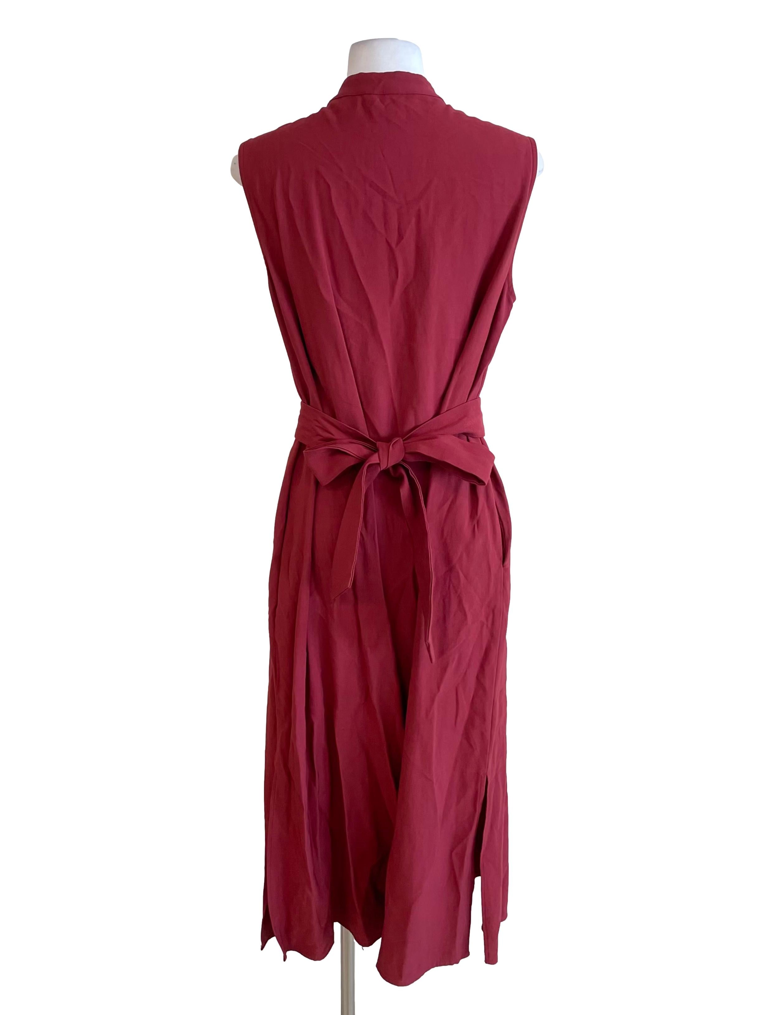 Dull Red Collar Shirt Dress