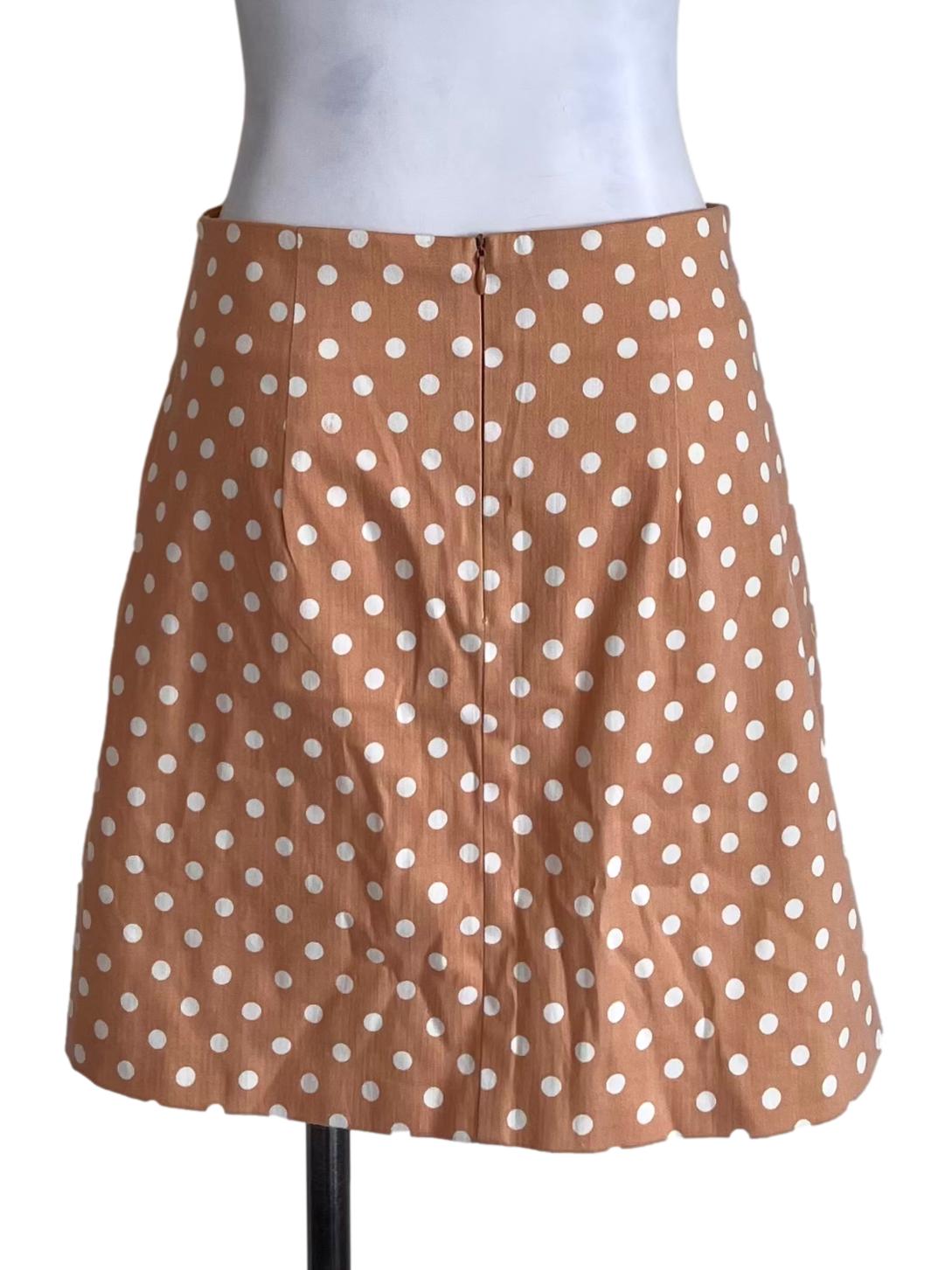 Tan Orange With White Polkadots Skirt