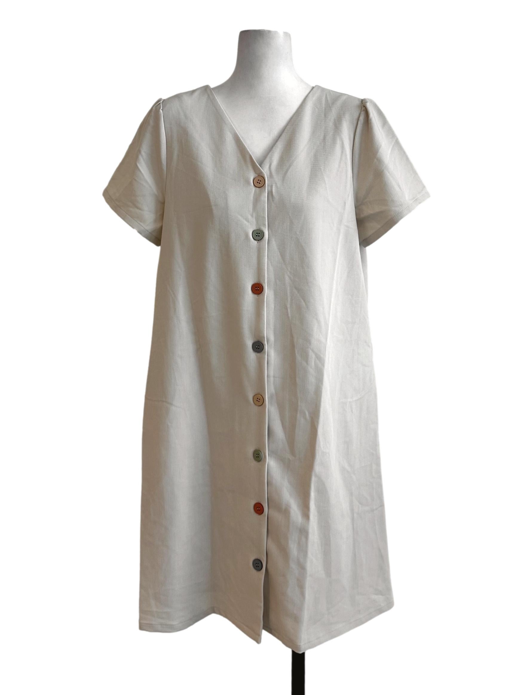 Beige Plain Dress