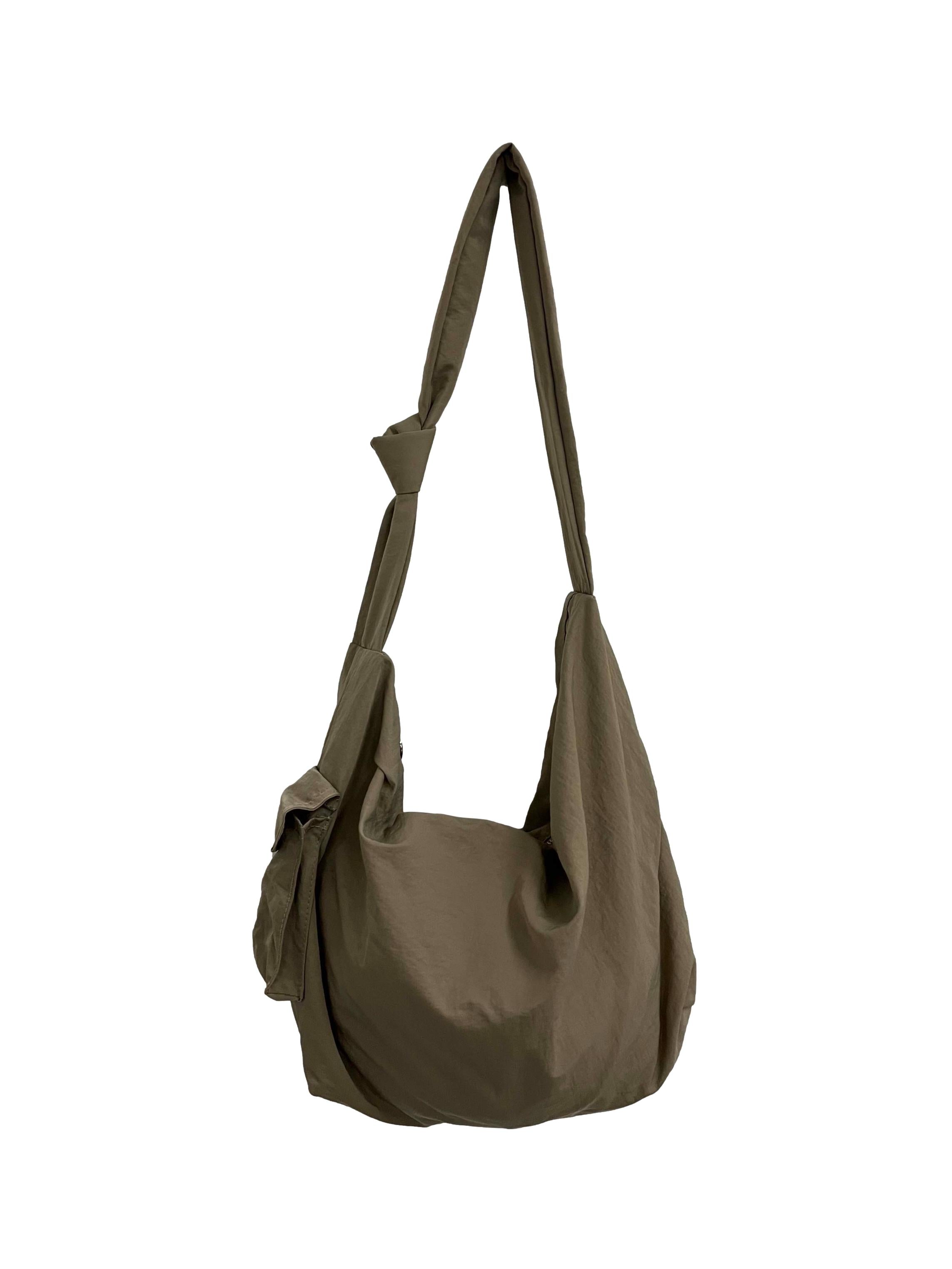 Taupe Knotted Crossbody Nylon Bag