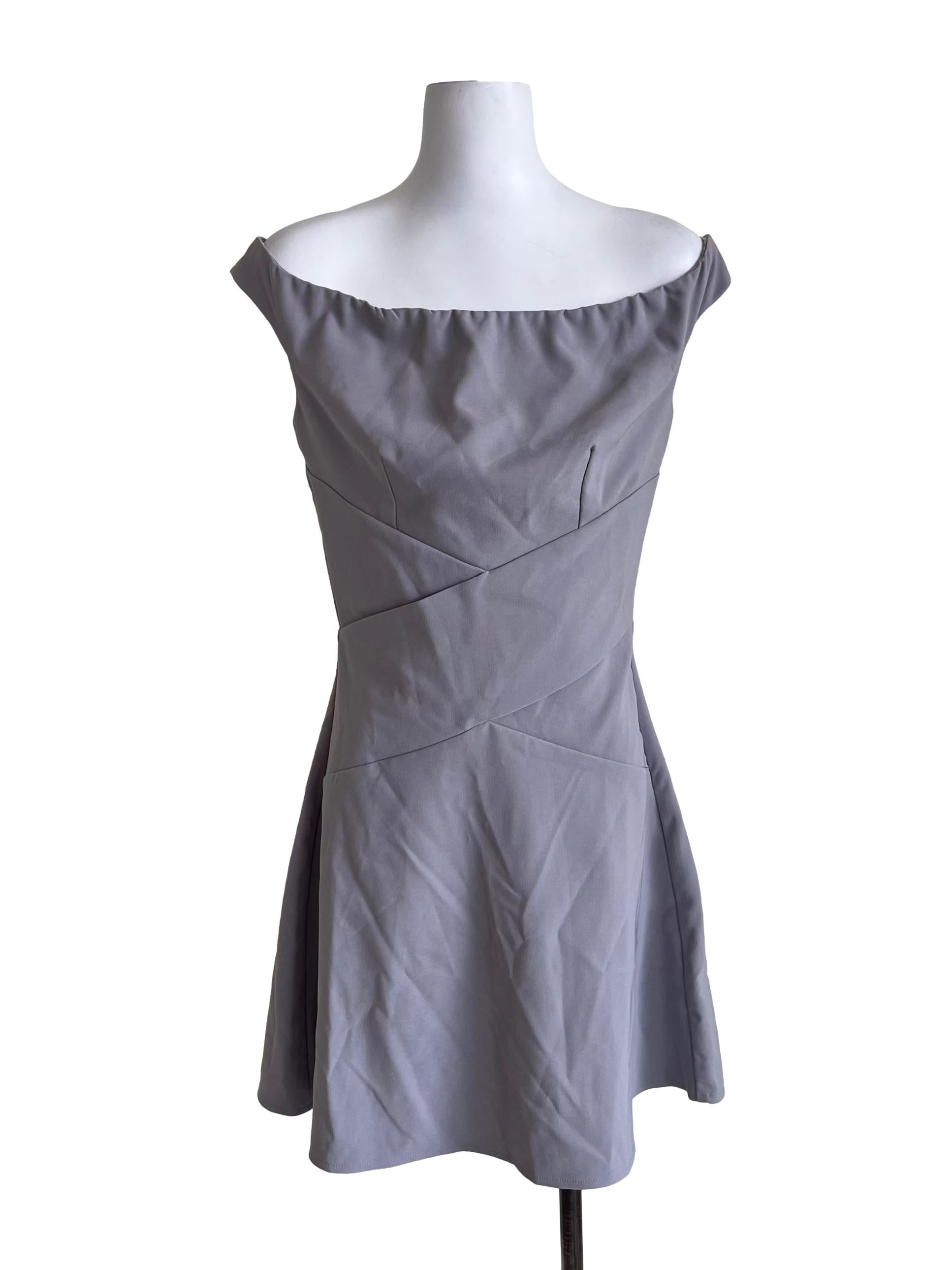 Fossil Grey Off Shoulder Mini Dress