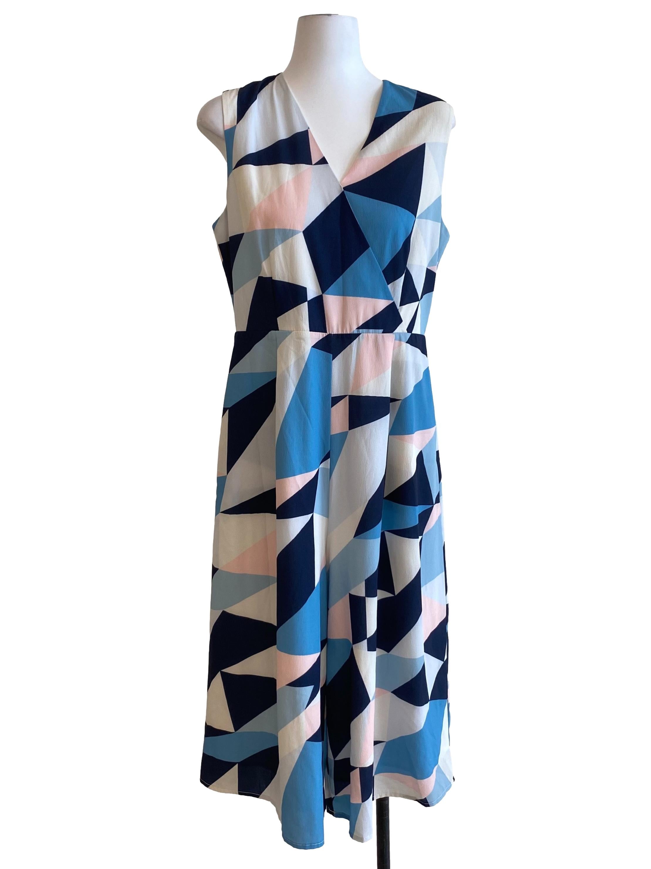 Blue Abstract Midi Jumpsuit