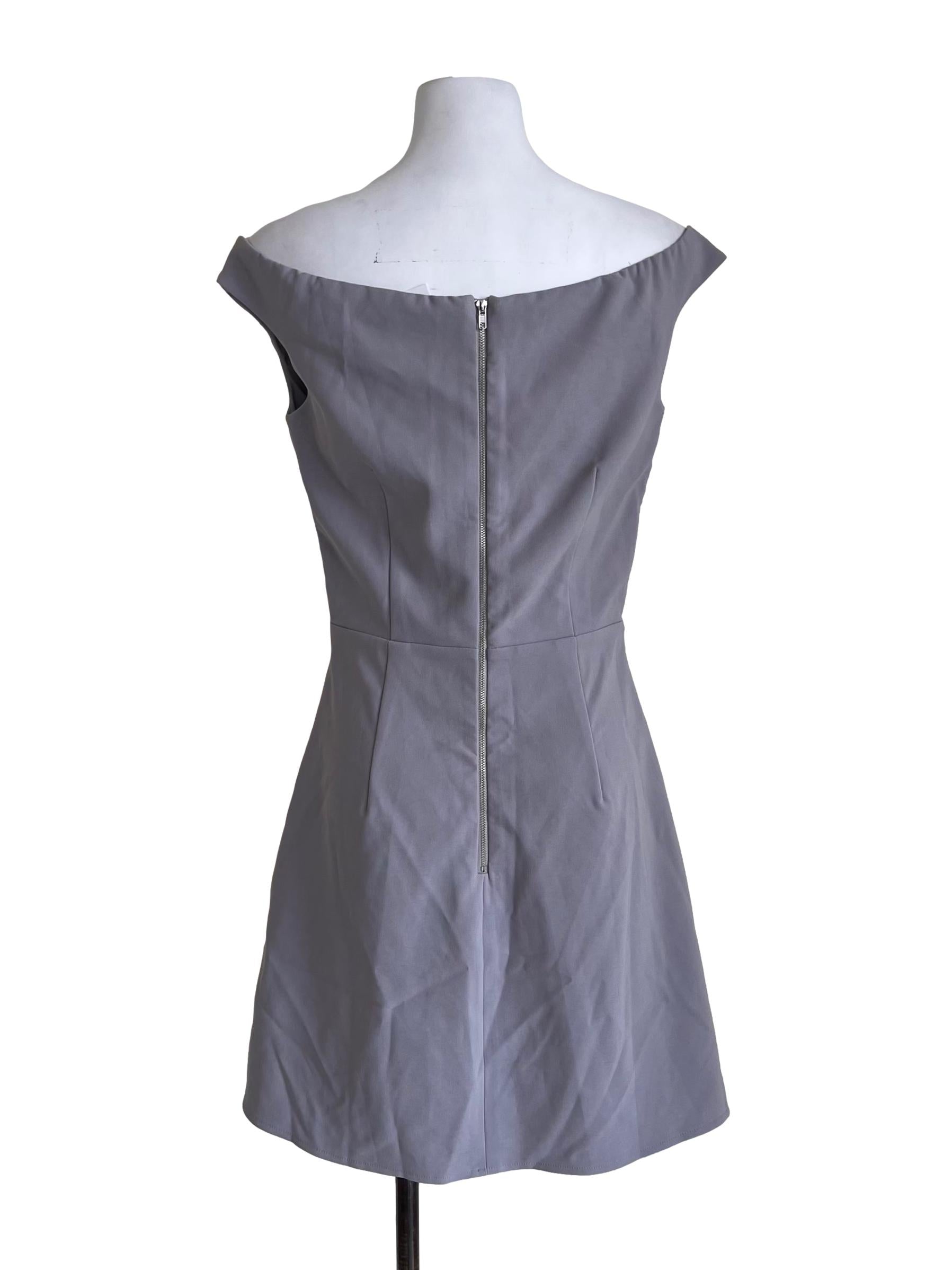 Fossil Grey Off Shoulder Mini Dress