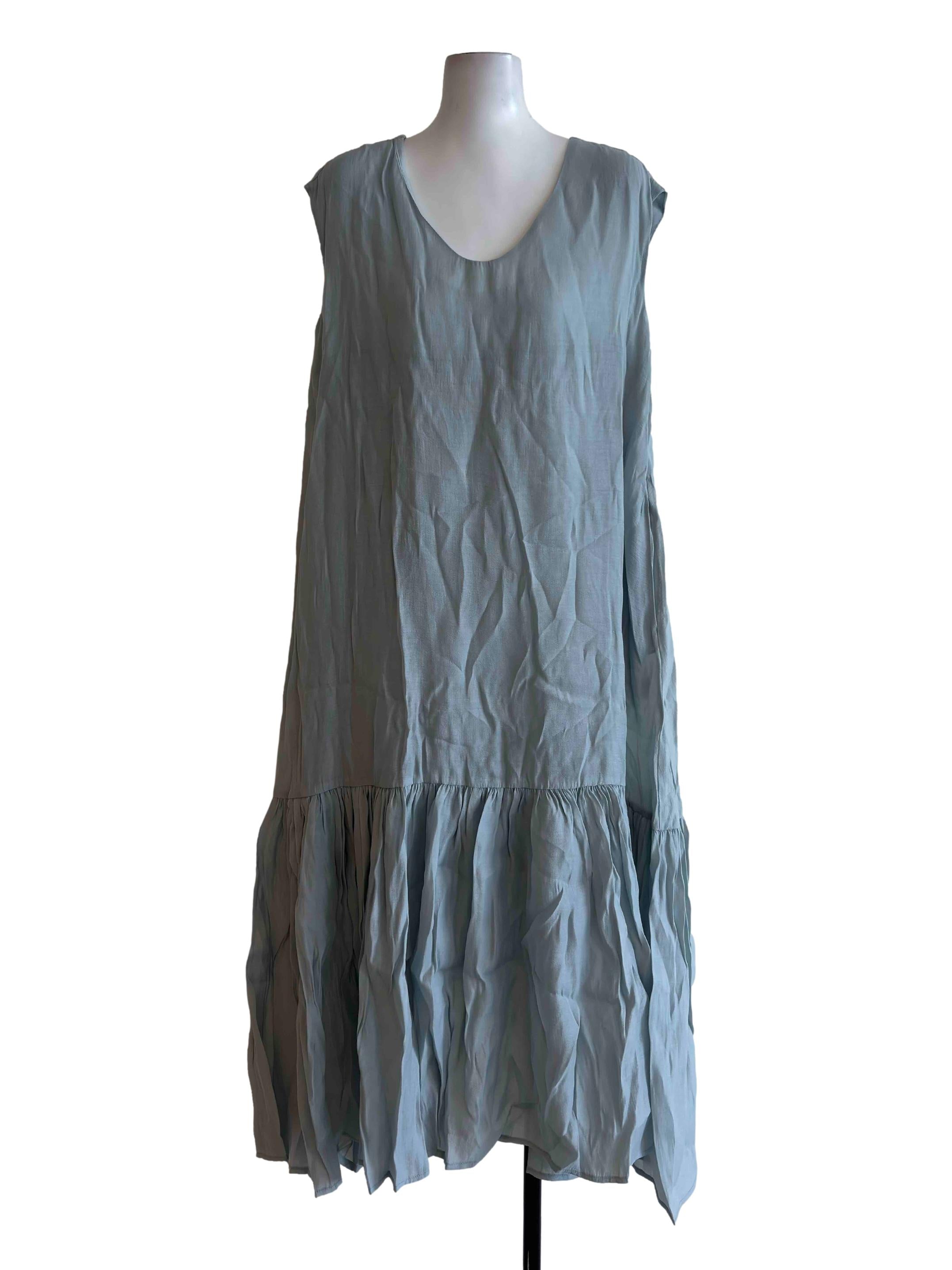 Stone Blue Tiered Maxi Shift Dress