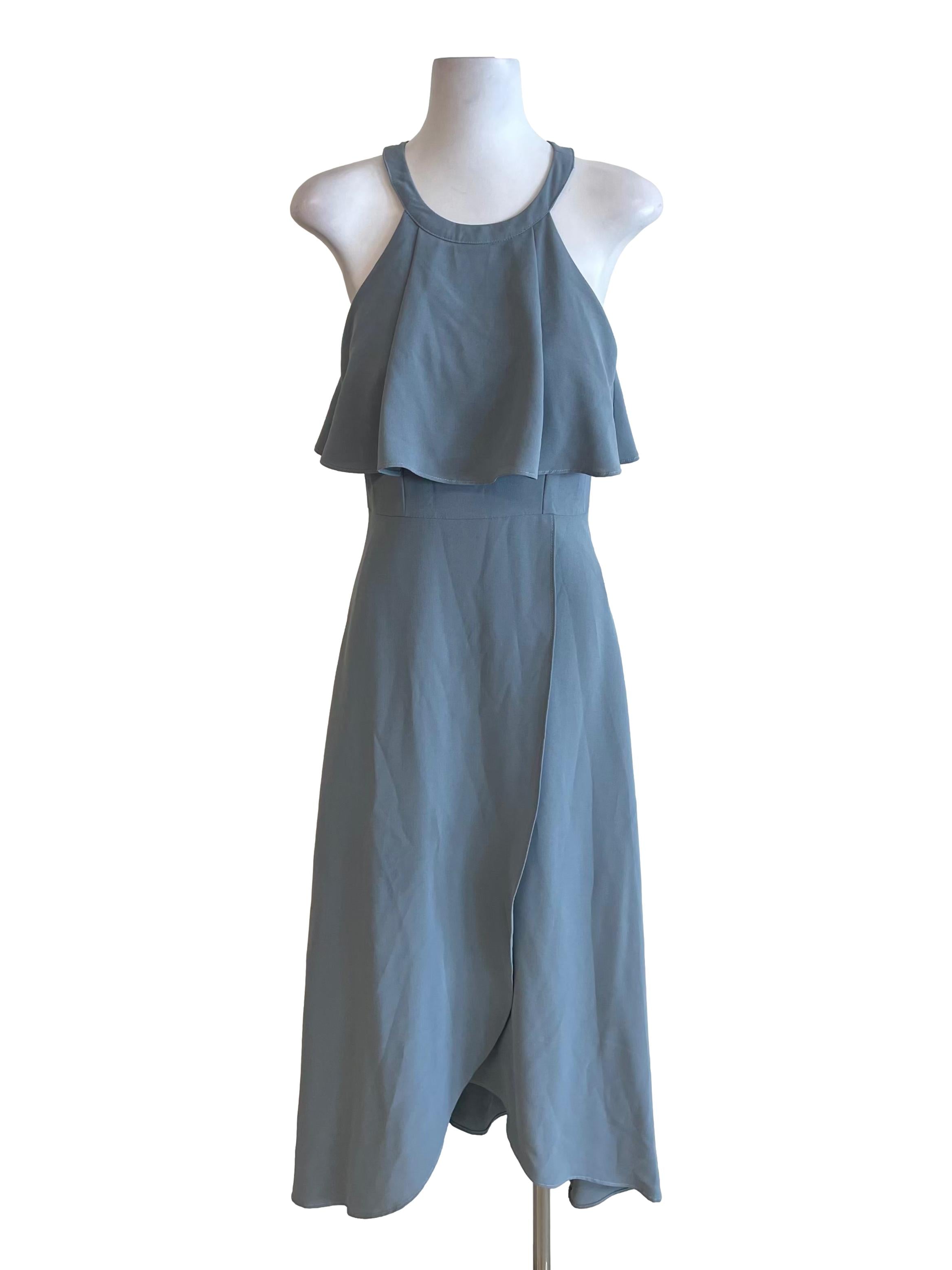 Stone Overlay Halter Neck Dress