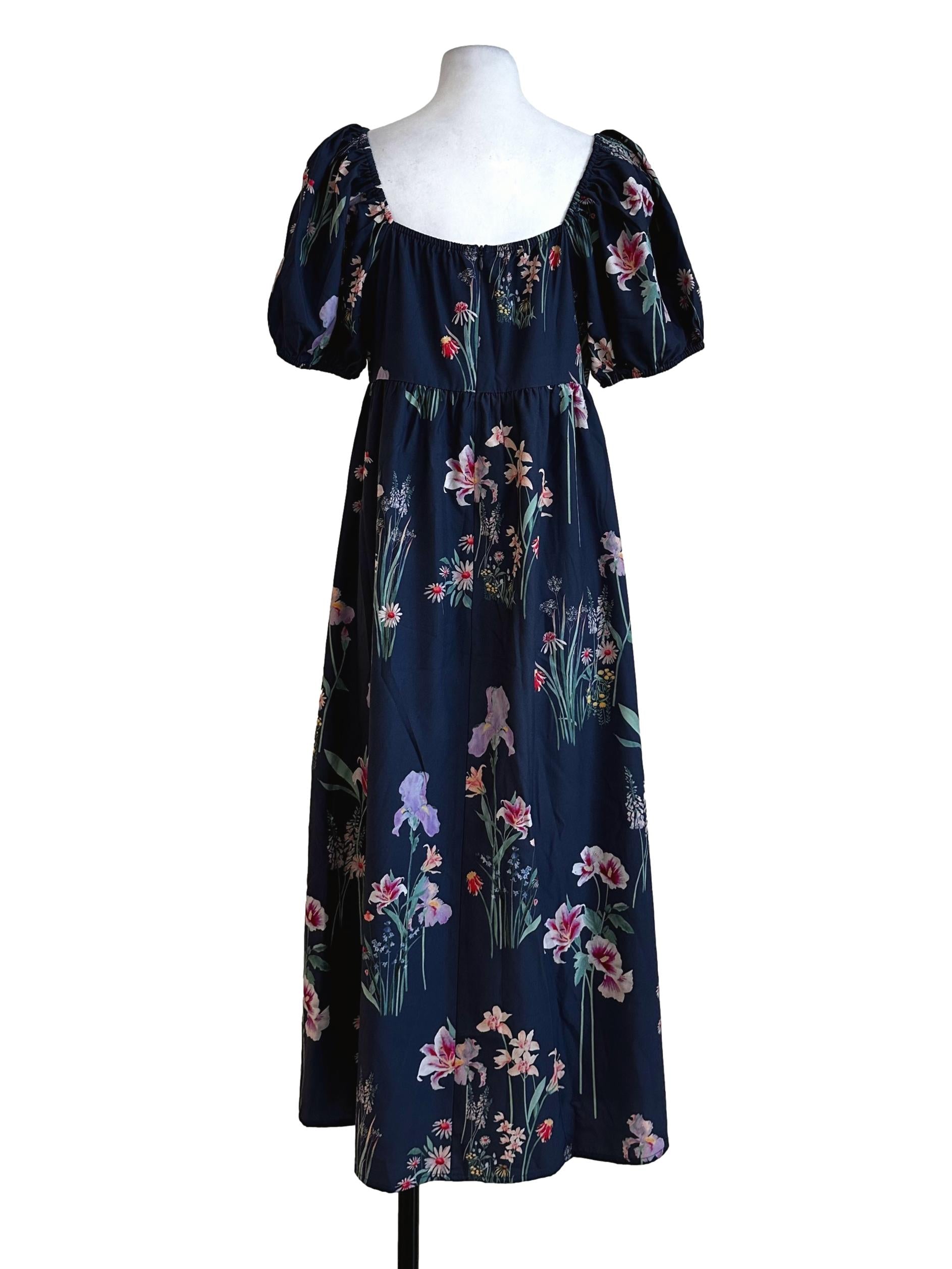 Peacock Blue Floral Pattern Dress TCL