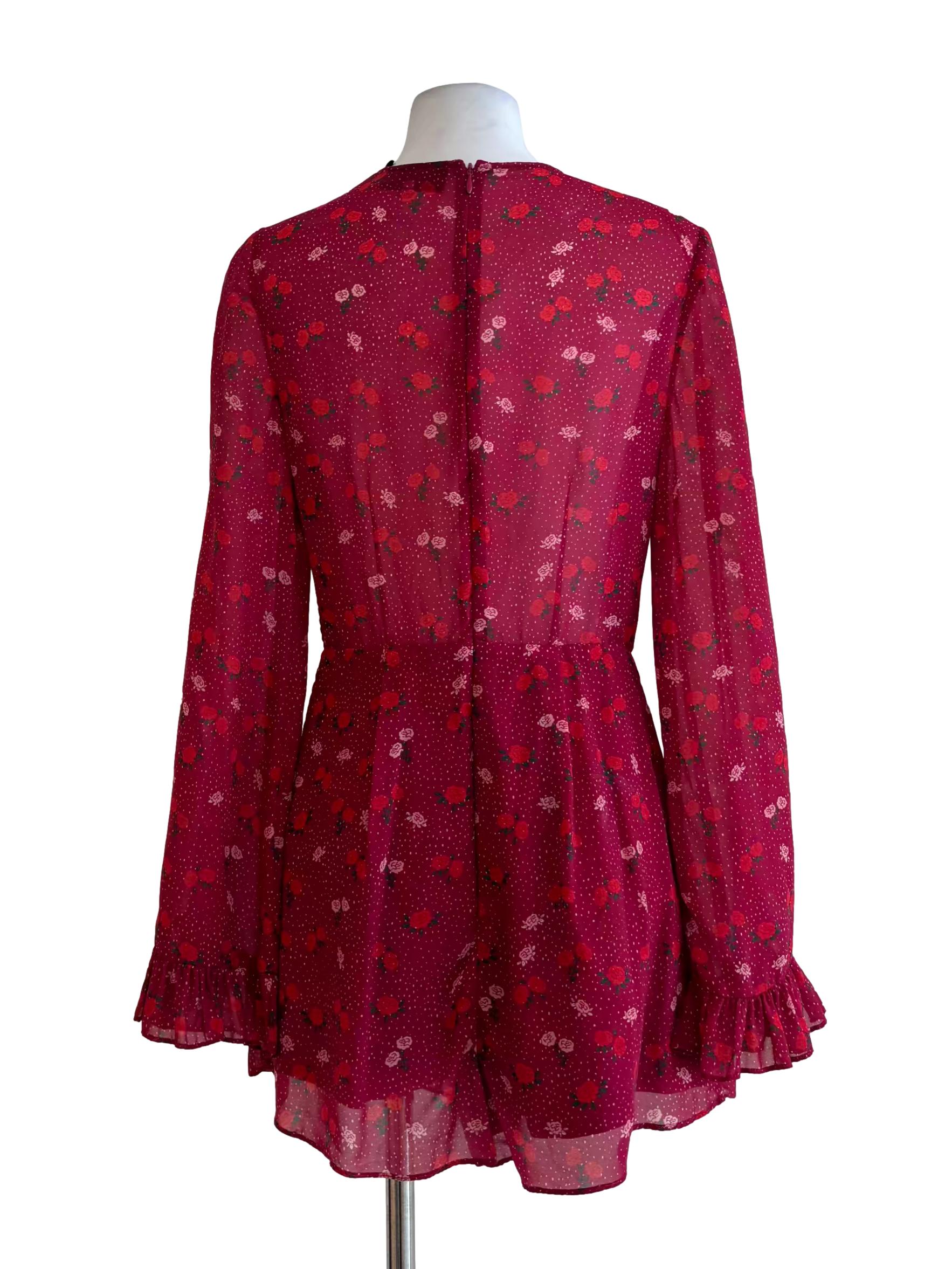 Ruby Red Rose Ruffle Romper