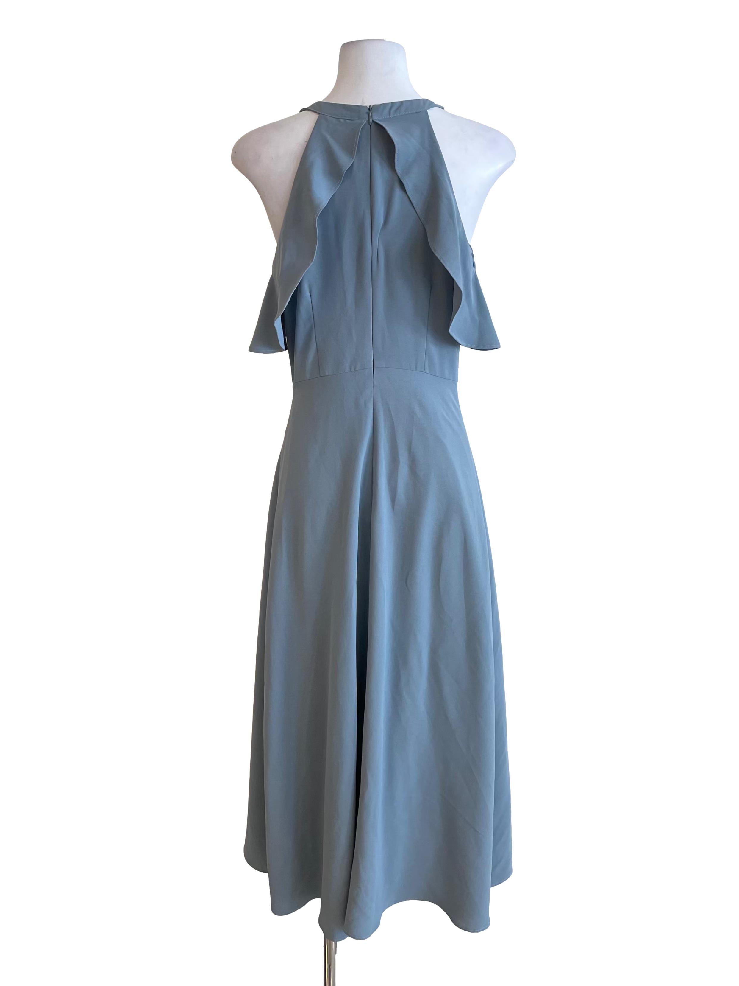 Stone Overlay Halter Neck Dress