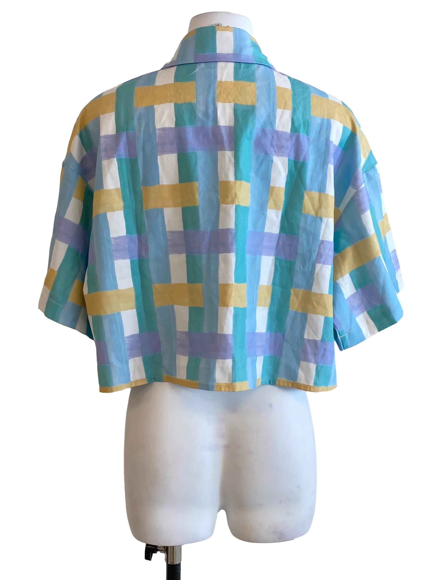 Rainbow Checkered Crop Shirt